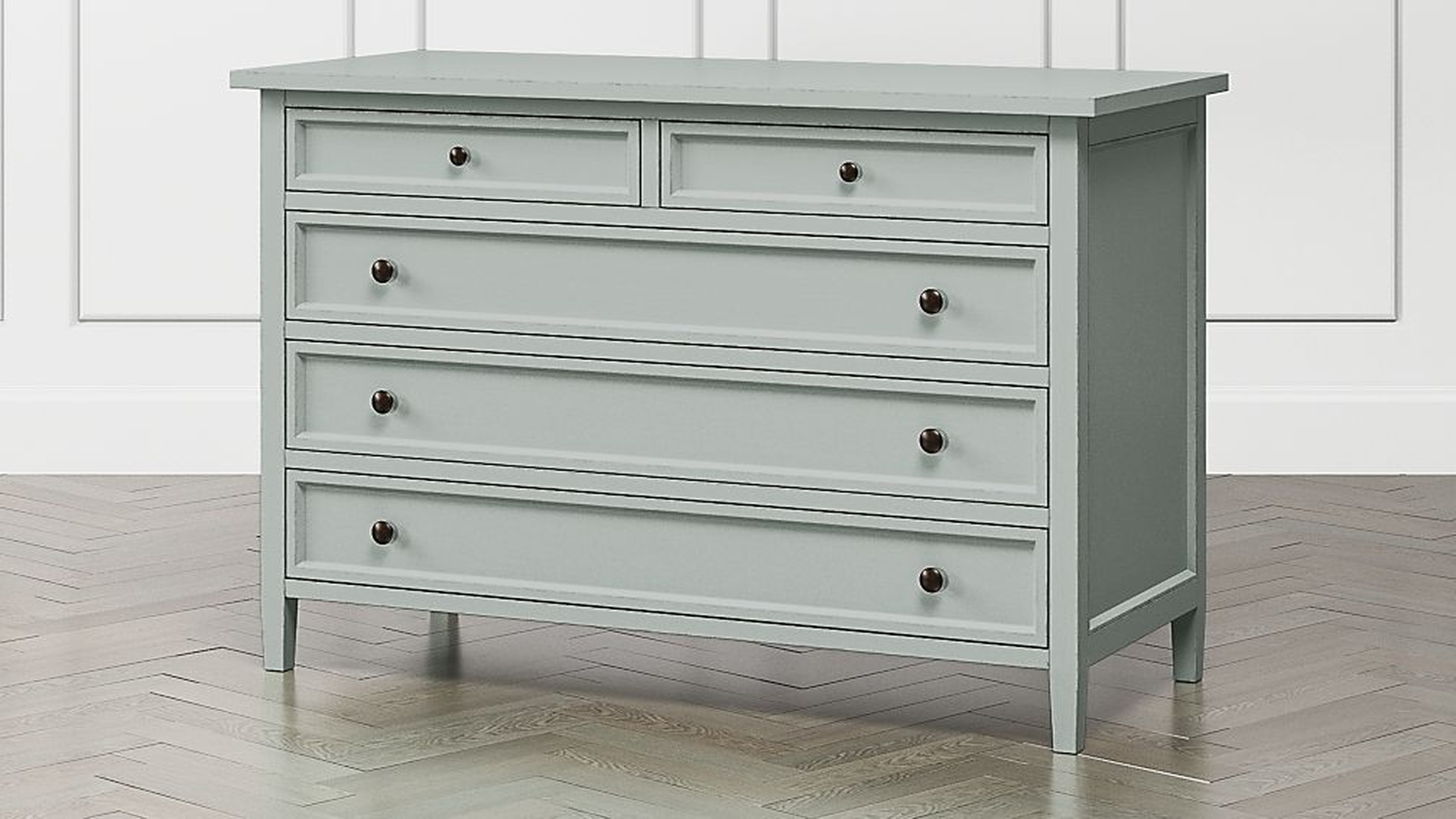Harbor Blue Grey 5-Drawer Dresser - Crate and Barrel