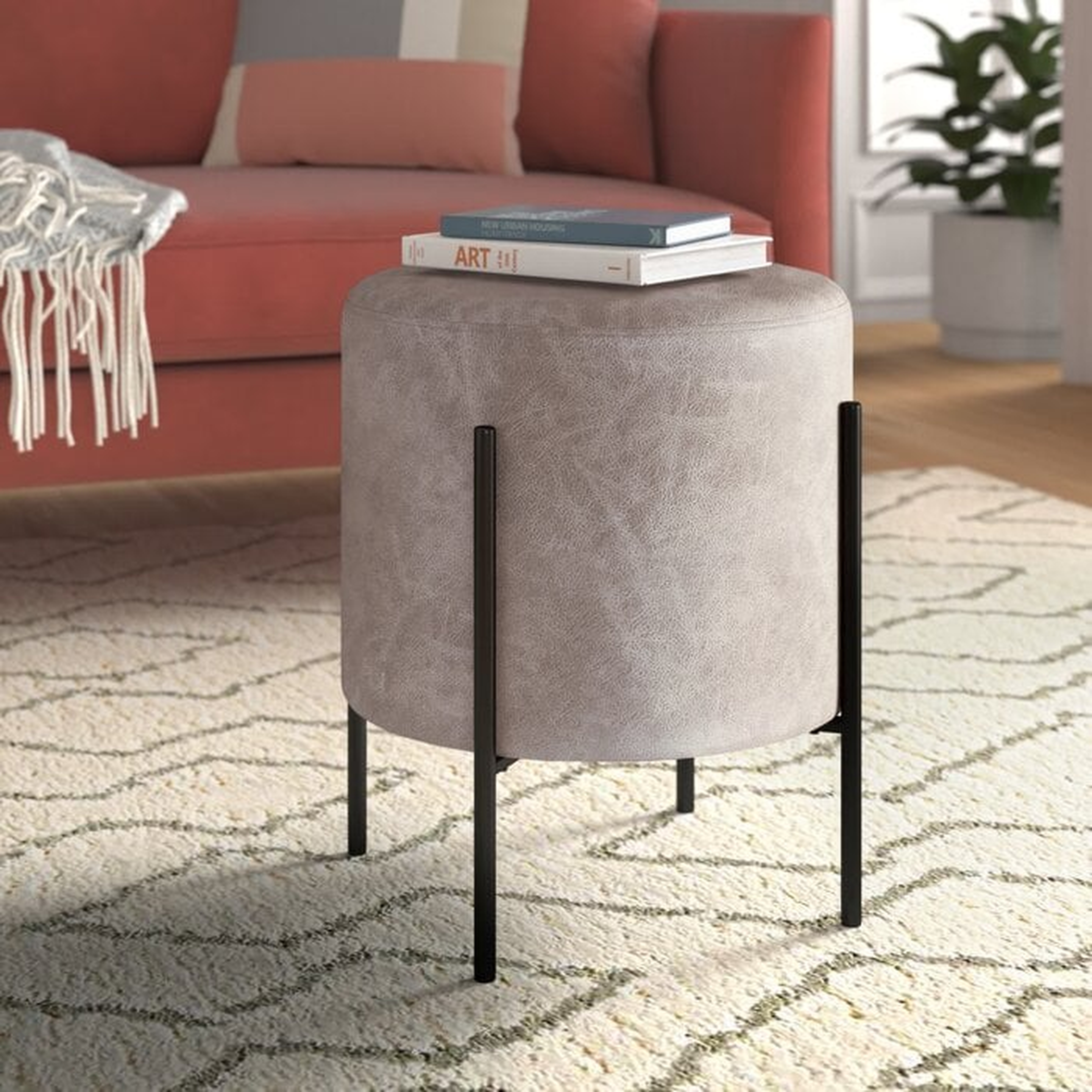 Degregorio 16'' Wide Faux Leather Round Standard Ottoman - Wayfair