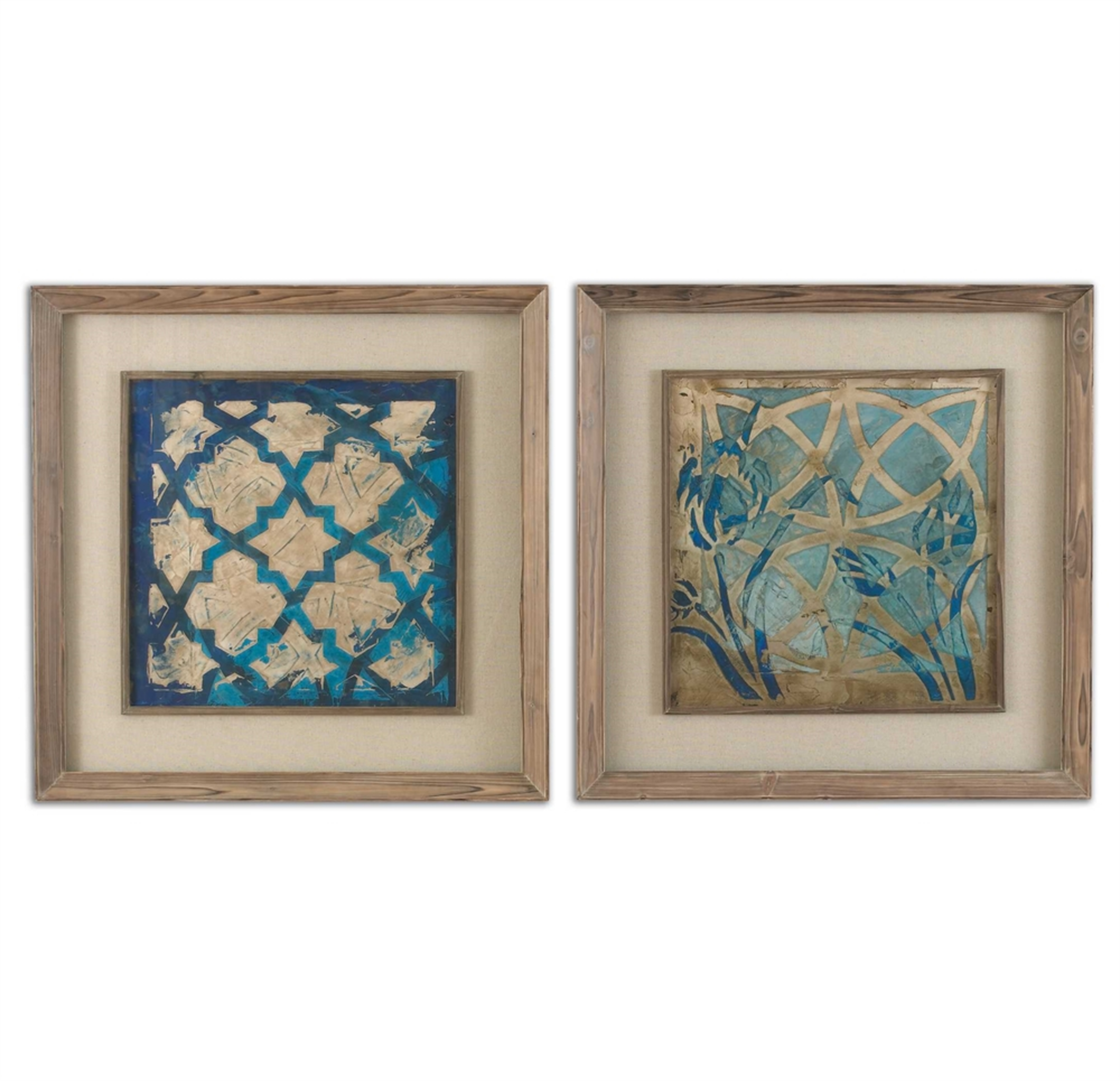 Stained Glass Indigo, Framed Prints, set of 2 - Hudsonhill Foundry
