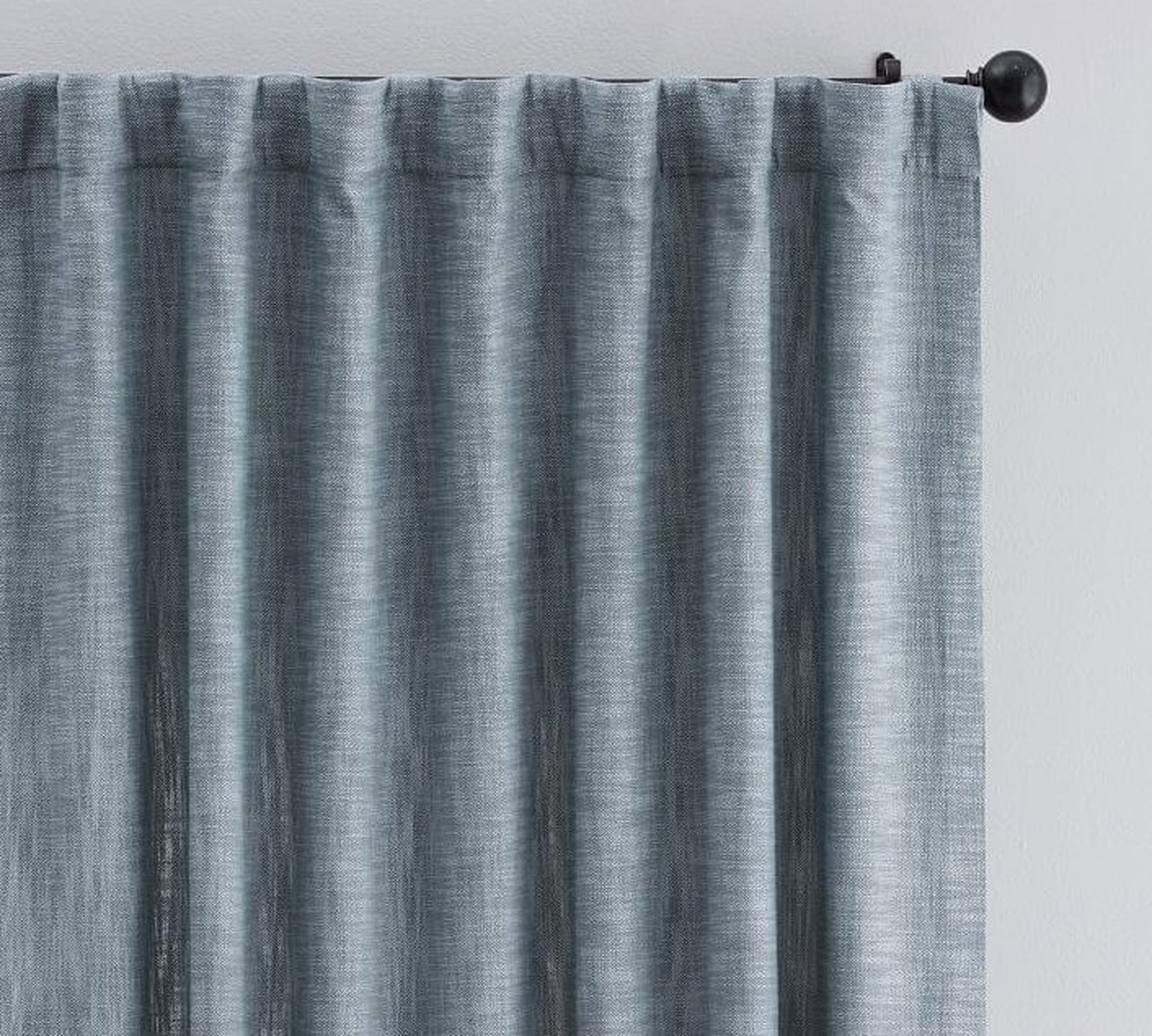 Seaton Textured Cotton Curtain 108", Blue Chambray - Pottery Barn