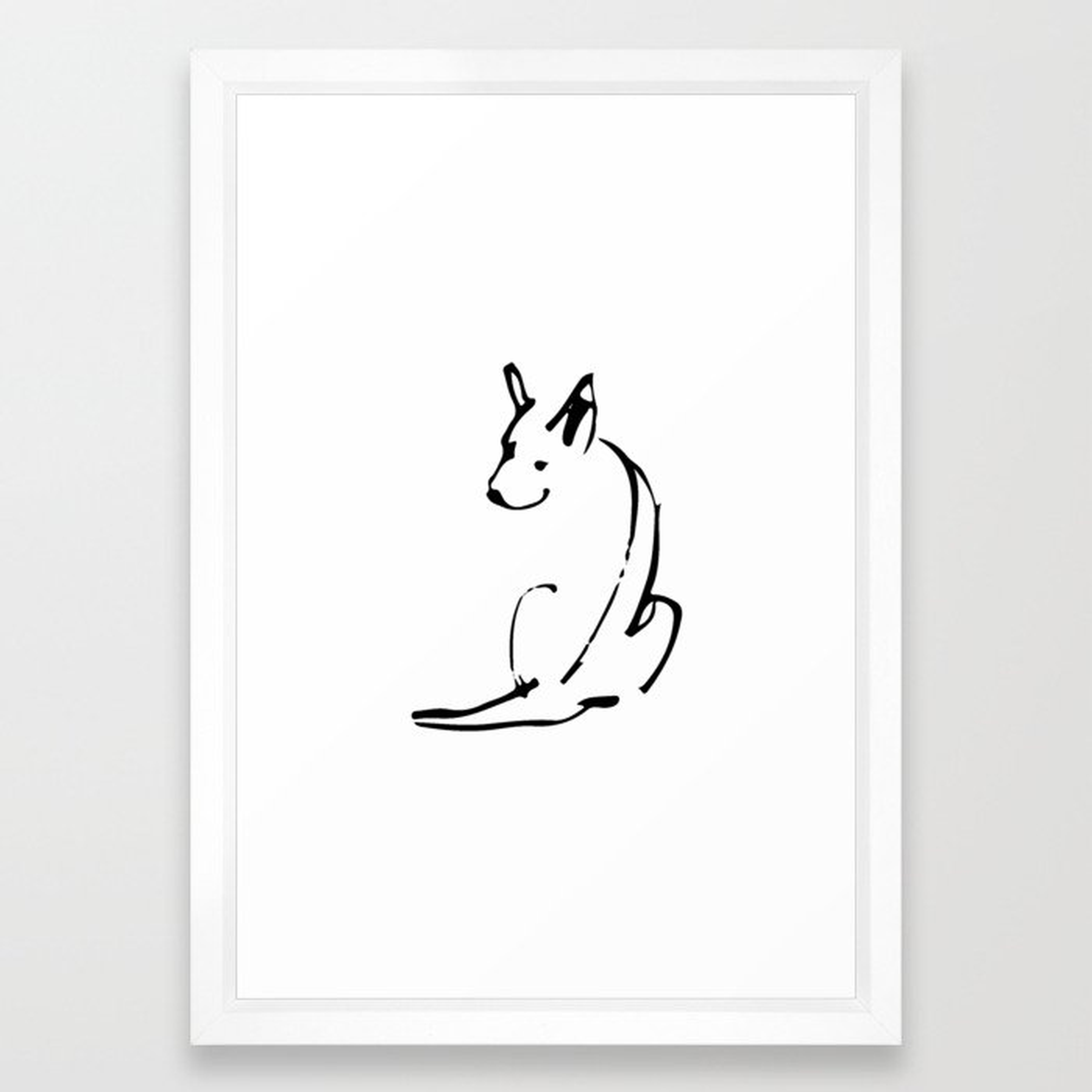 Dog Line Art Framed Art Print, Vector White Frame 15"x21" - Society6