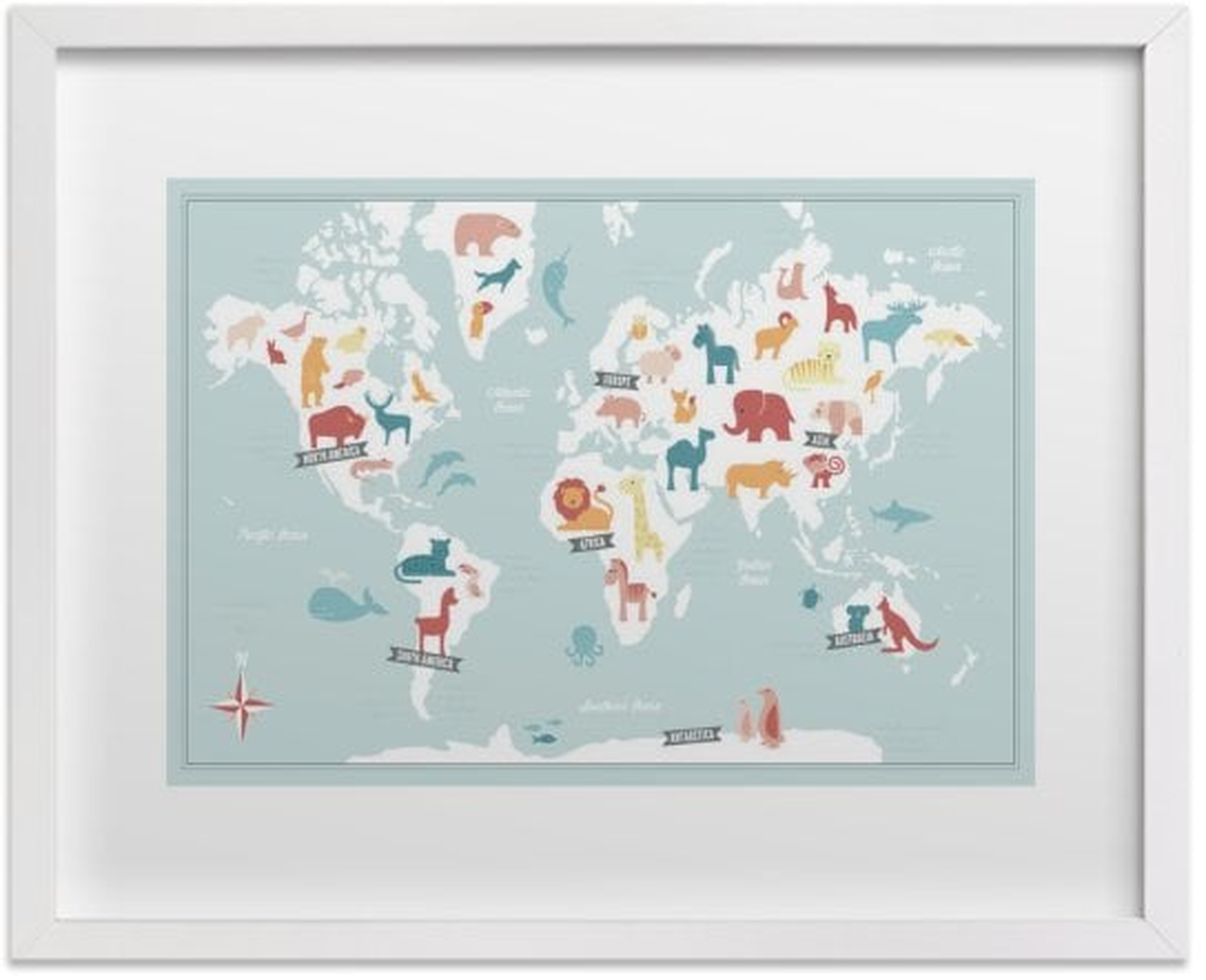 Animal World Map Art Print - Minted