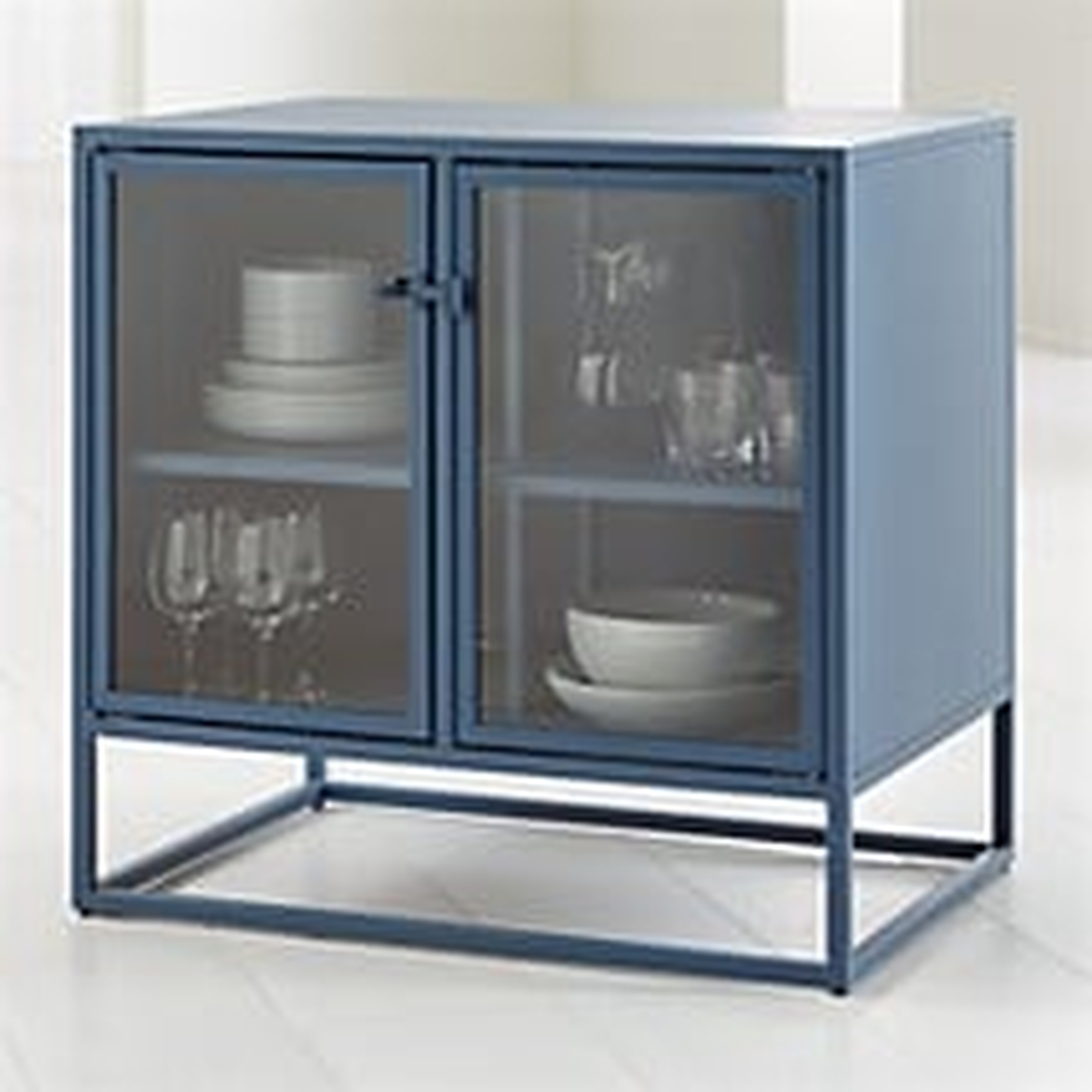 Casement Blue Small Metal Sideboard - Crate and Barrel