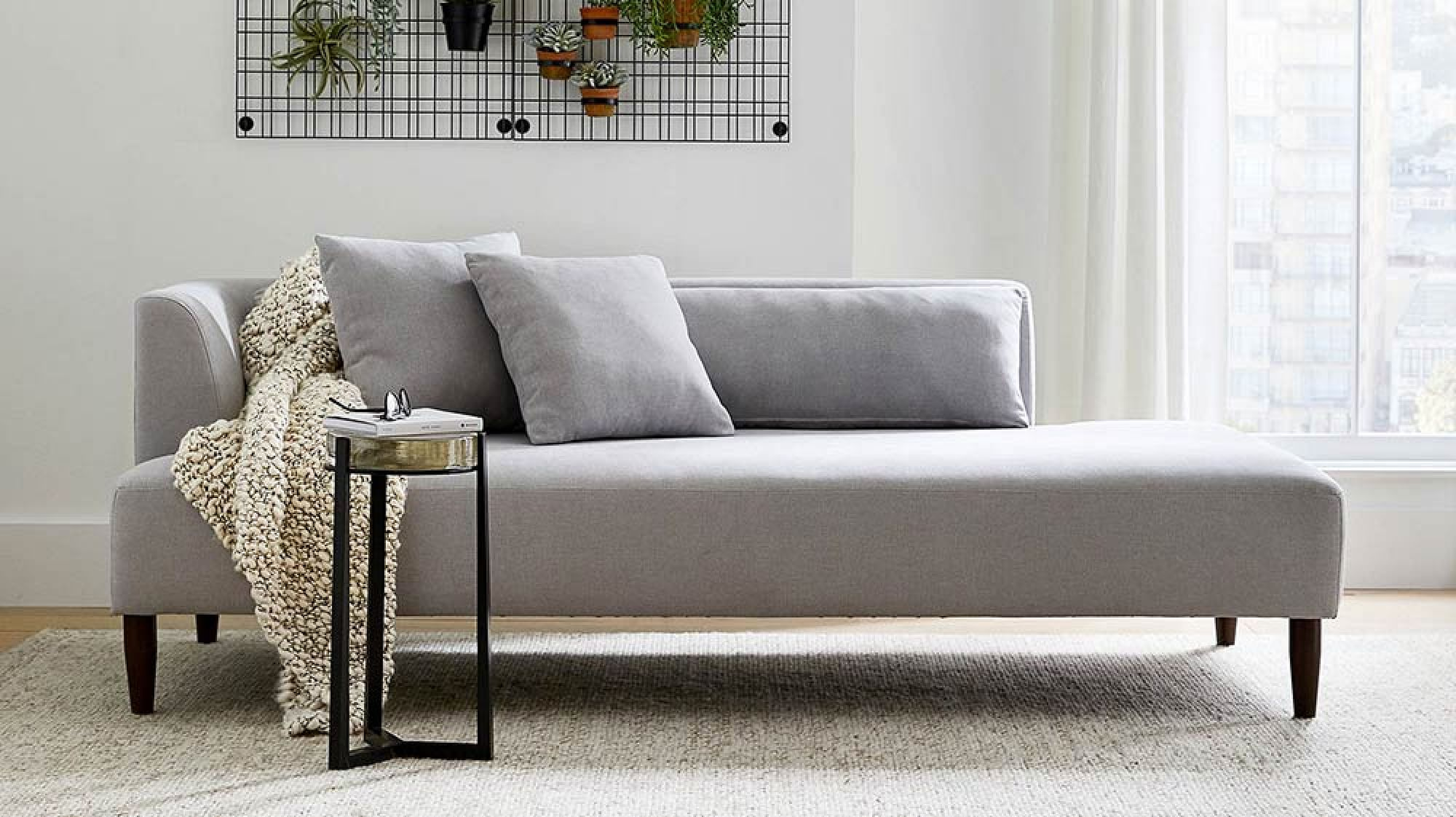 SoMa Palomar Upholstered Chaise Lounge, Polyester Wrapped Cushions, Park Weave Ash - Pottery Barn