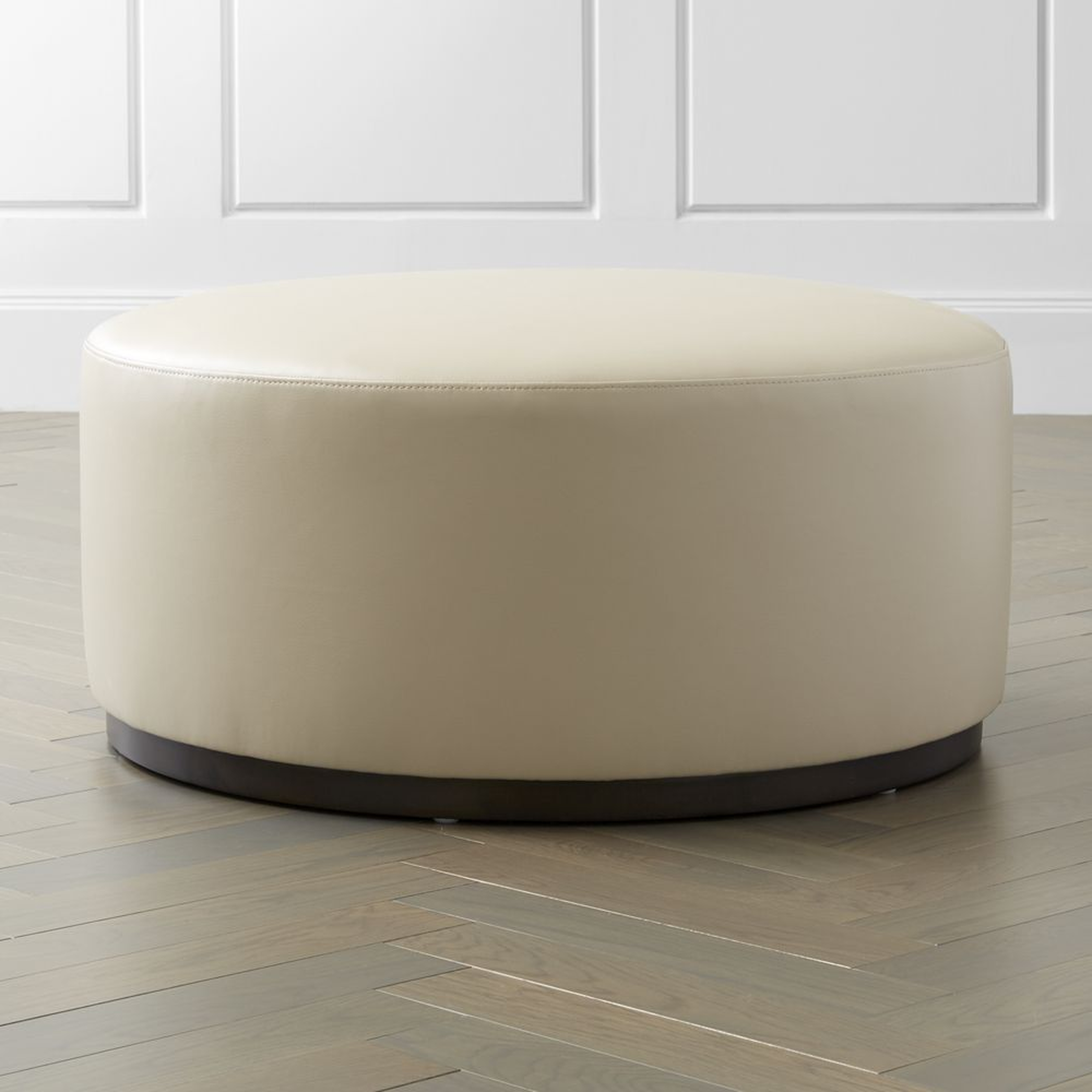 Zoey Leather Cocktail Ottoman - Crate and Barrel