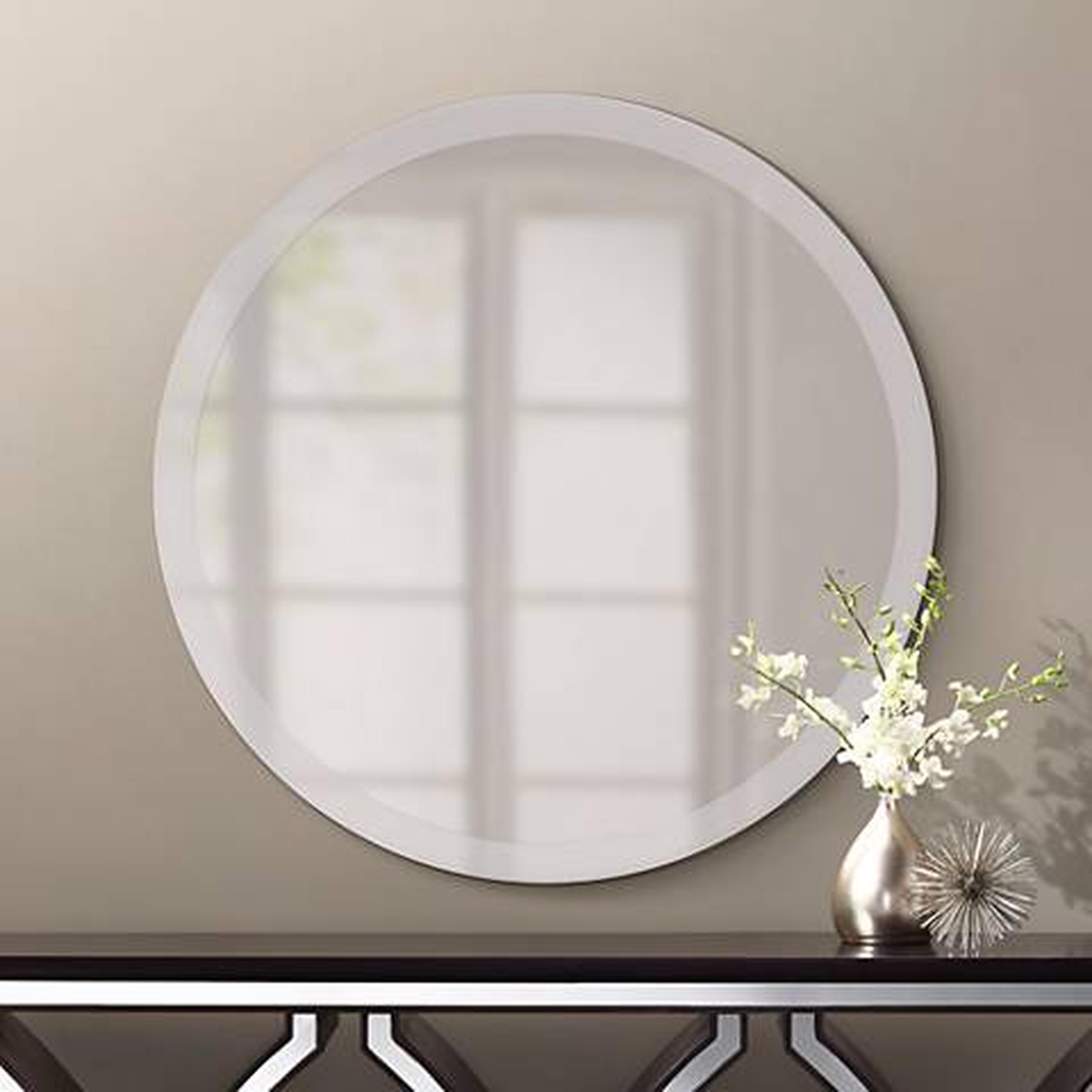 Round Frameless 42" Wide Beveled Mirror - Lamps Plus