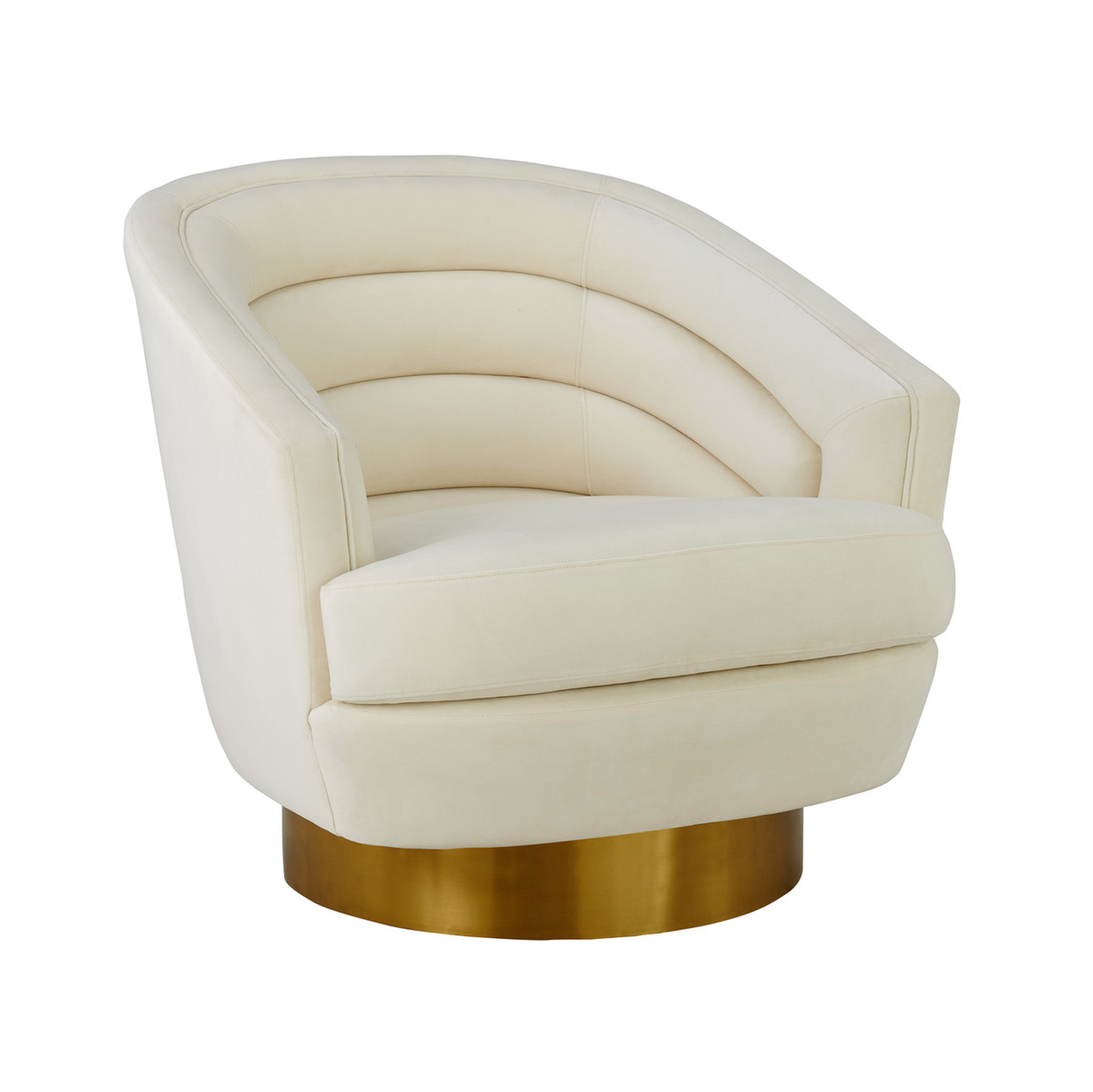 Canyon Cream Velvet Swivel Chair - Maren Home