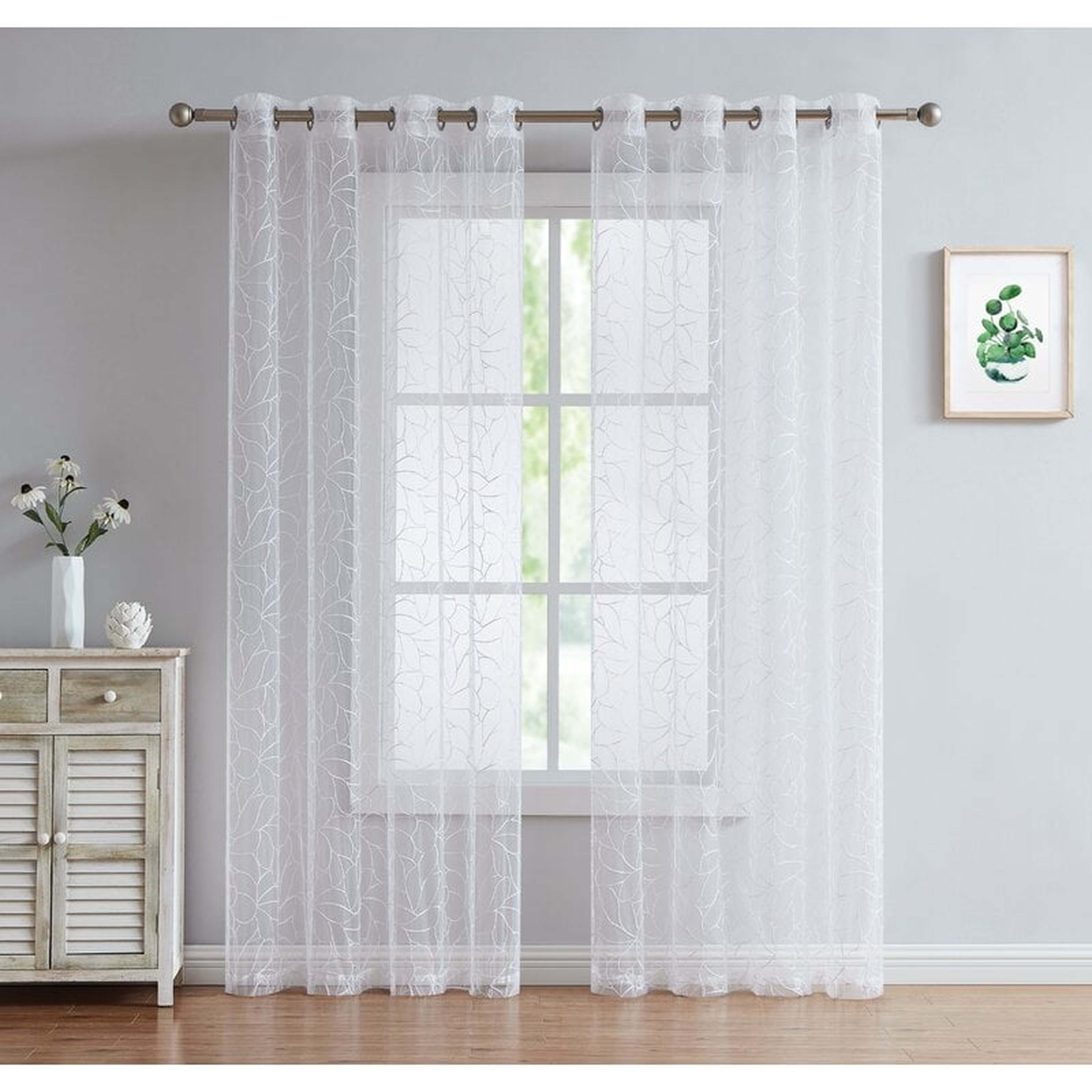 Raiden Olivia Floral Sheer Grommet Curtain Panels (Set of 2) - Wayfair