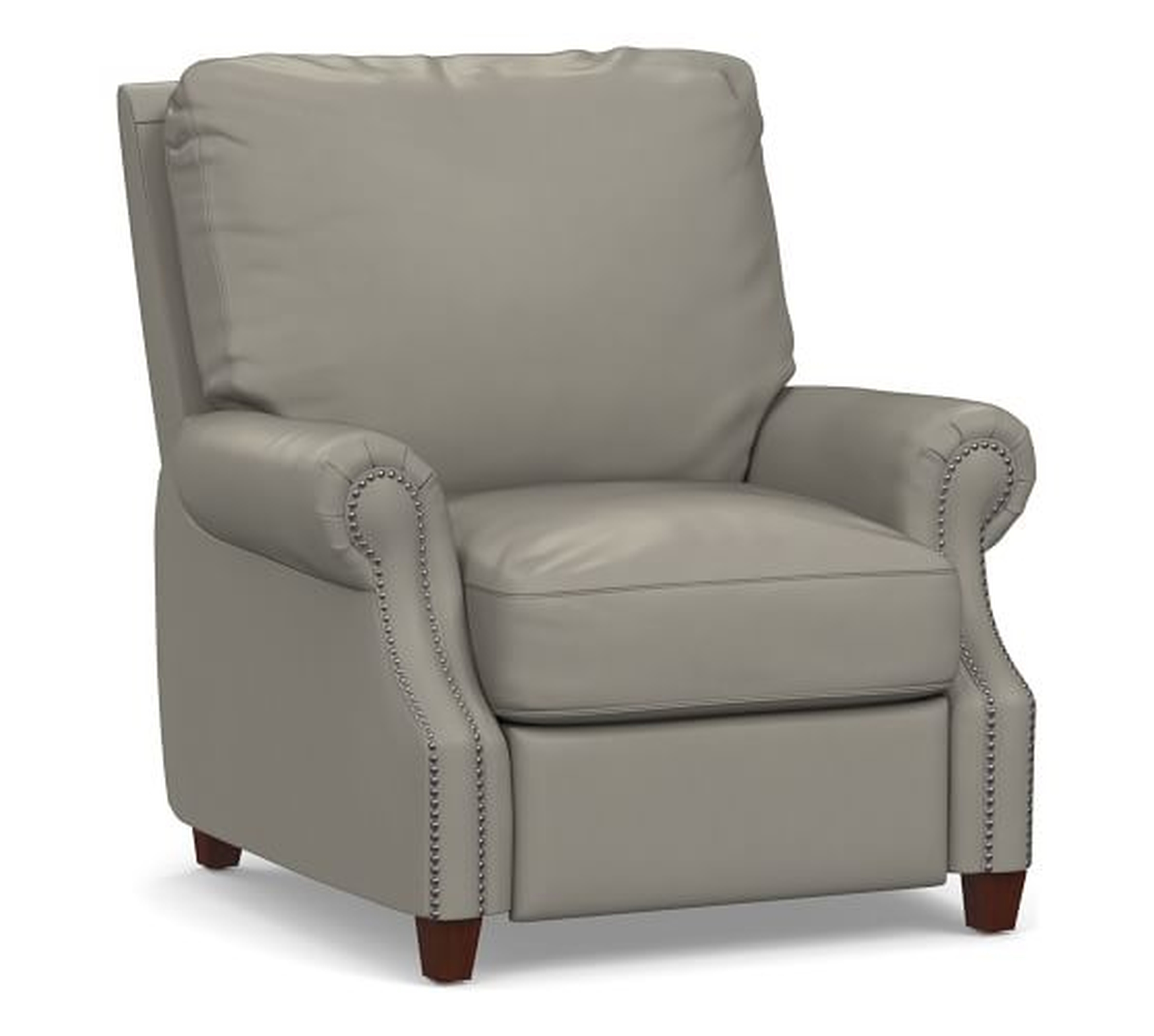 James Leather Recliner, Down Blend Wrapped Cushions, Burnished Bourbon - Pottery Barn