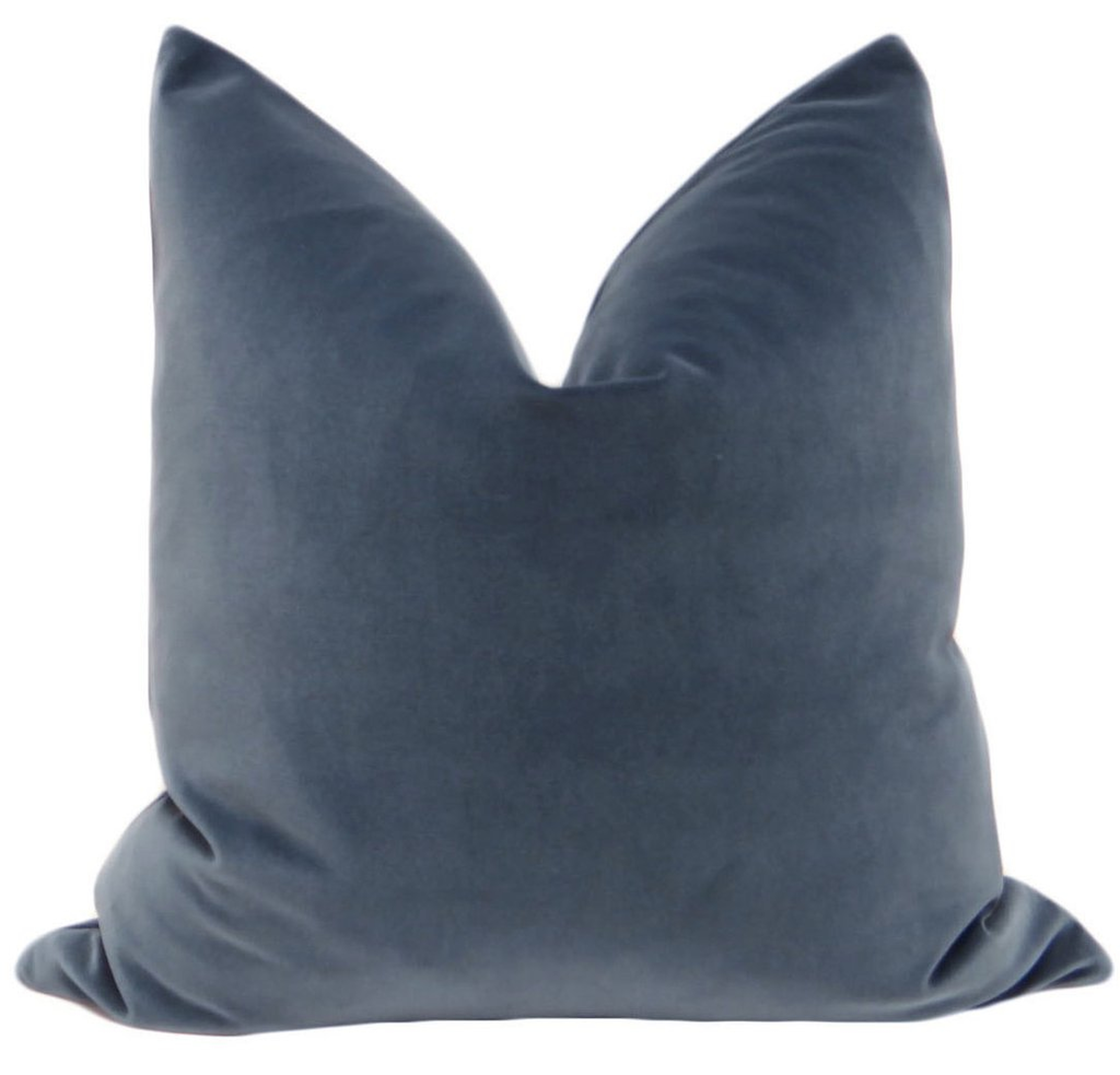 Signature Velvet // Prussian Blue Throw Pillow - 24" x 24" - Little Design Company