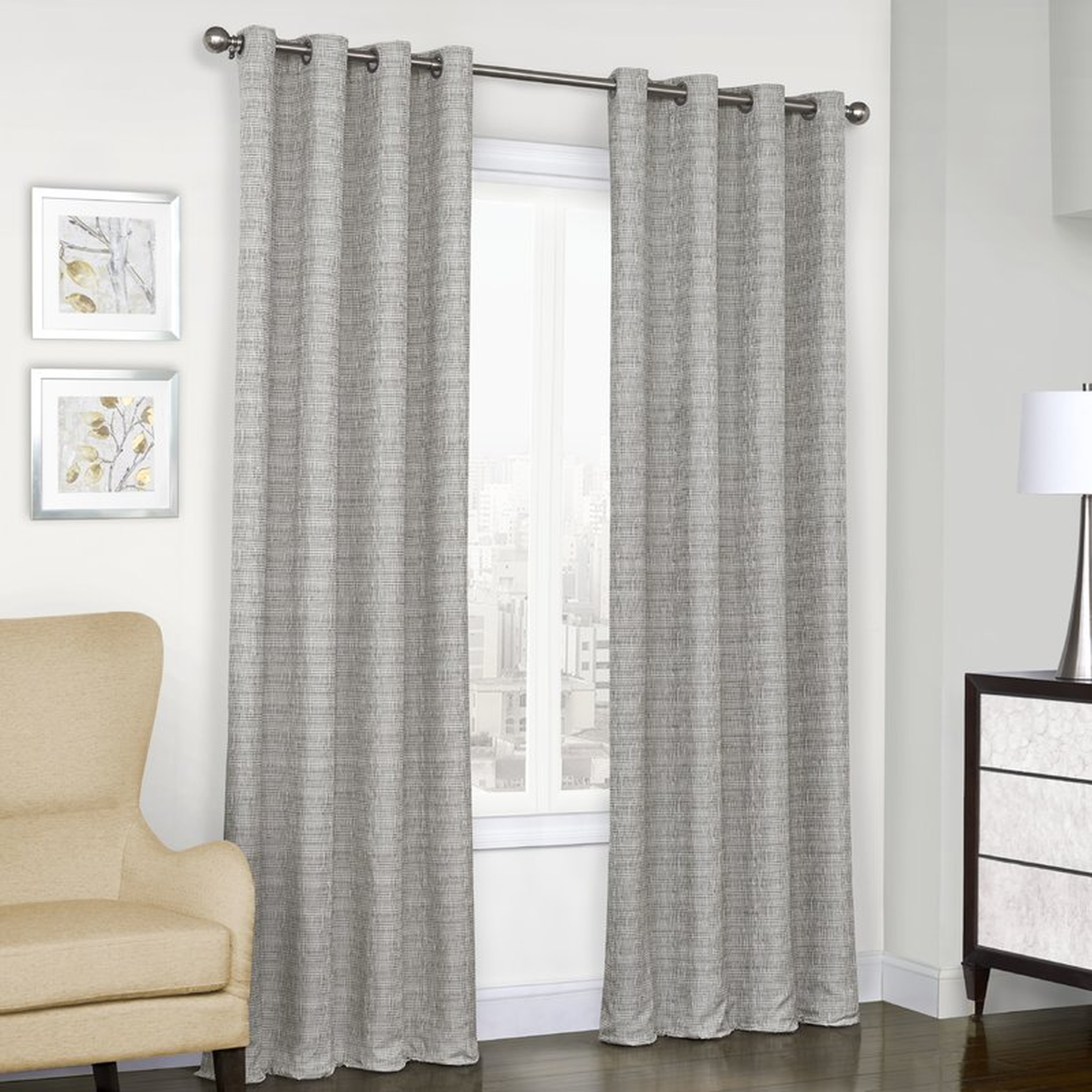 Bellefontaine Solid Max Blackout Thermal Grommet Single Curtain Panel - Gray -52'' x 108'' L - Wayfair