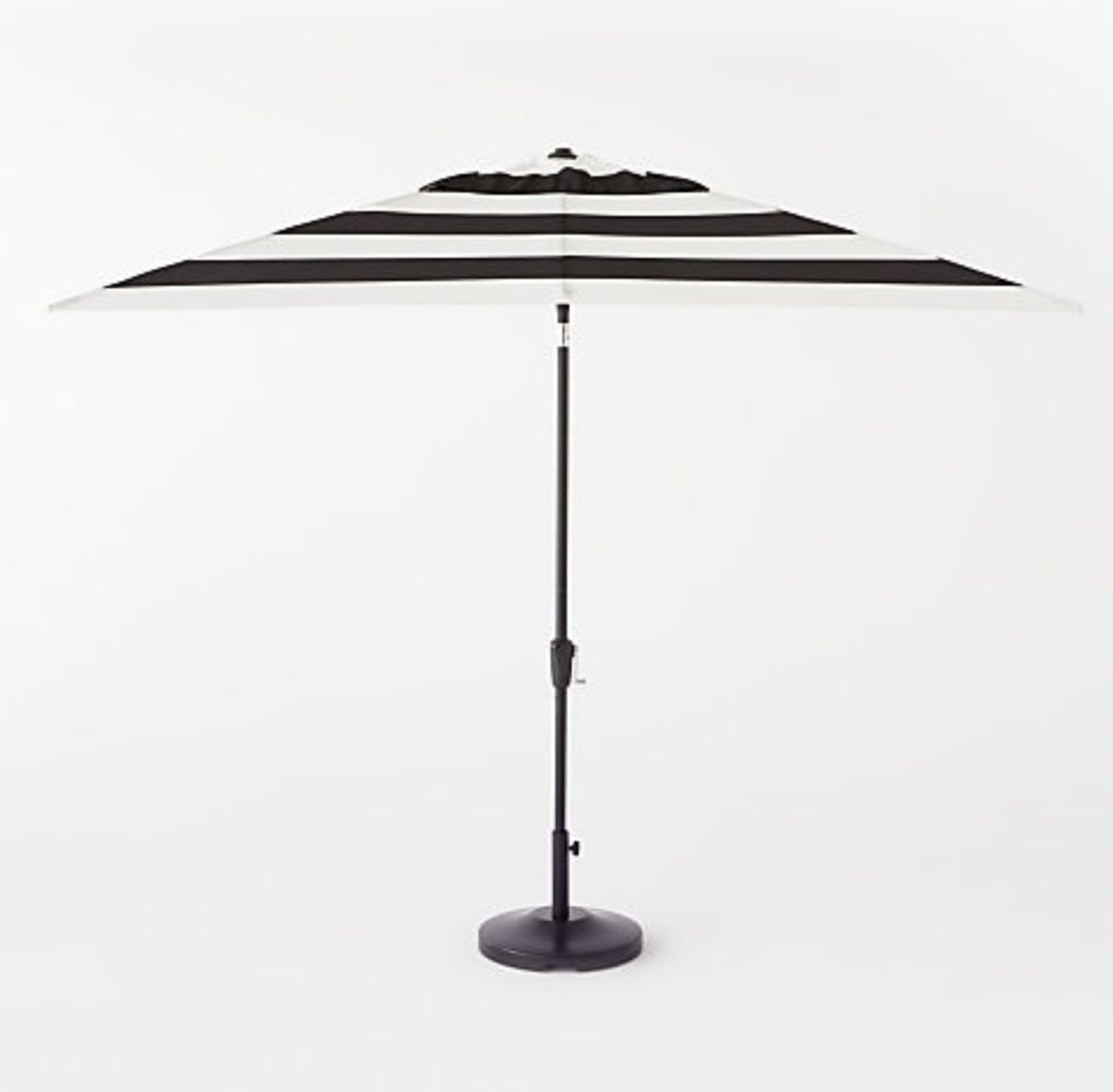 Shadow Rectangular Black and White Stripe Umbrella with Base - CB2