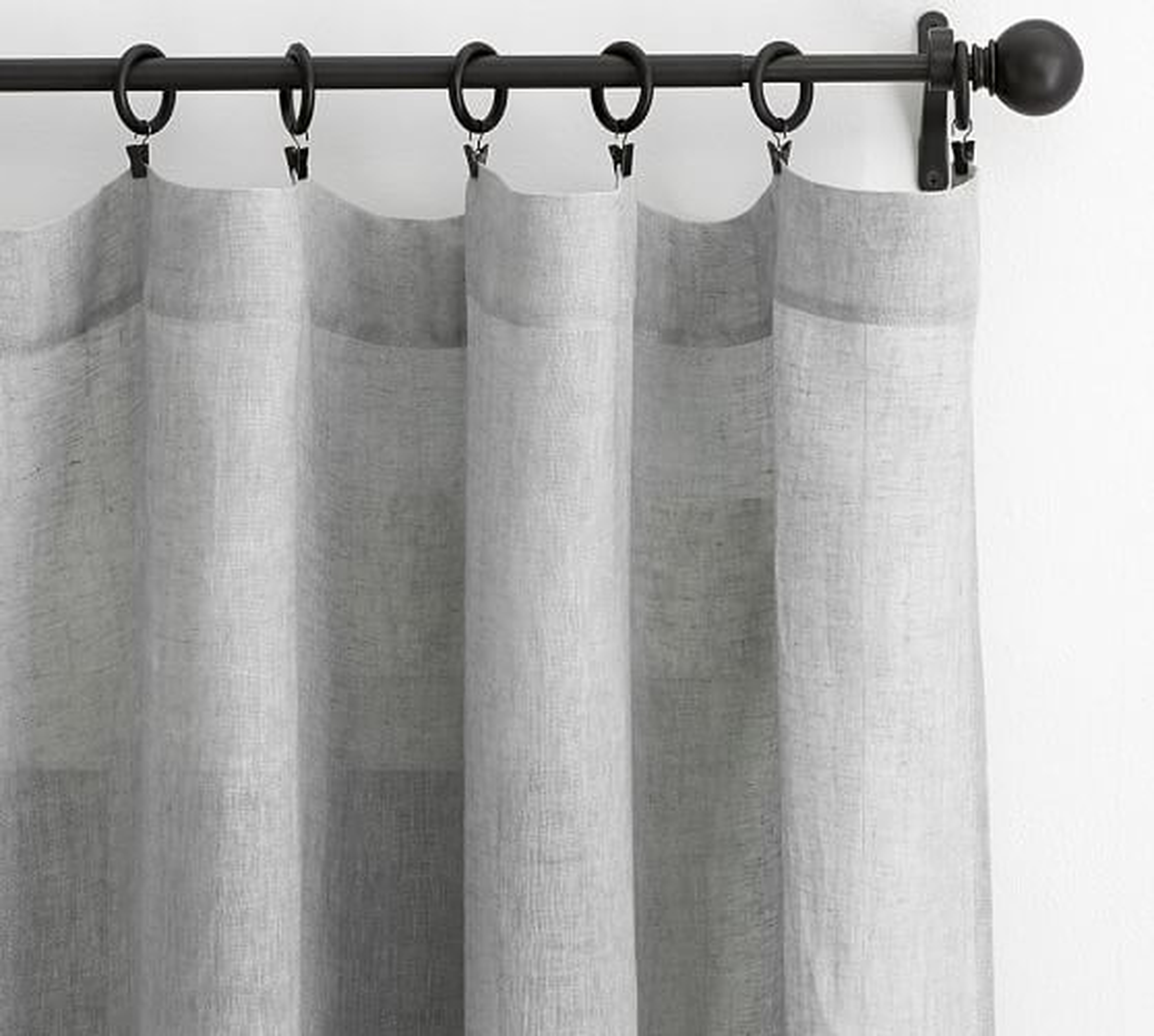 Belgian Linen Rod Pocket Sheer Curtain Made with Libeco™ Linen, Gray, 50" x 84" - Pottery Barn