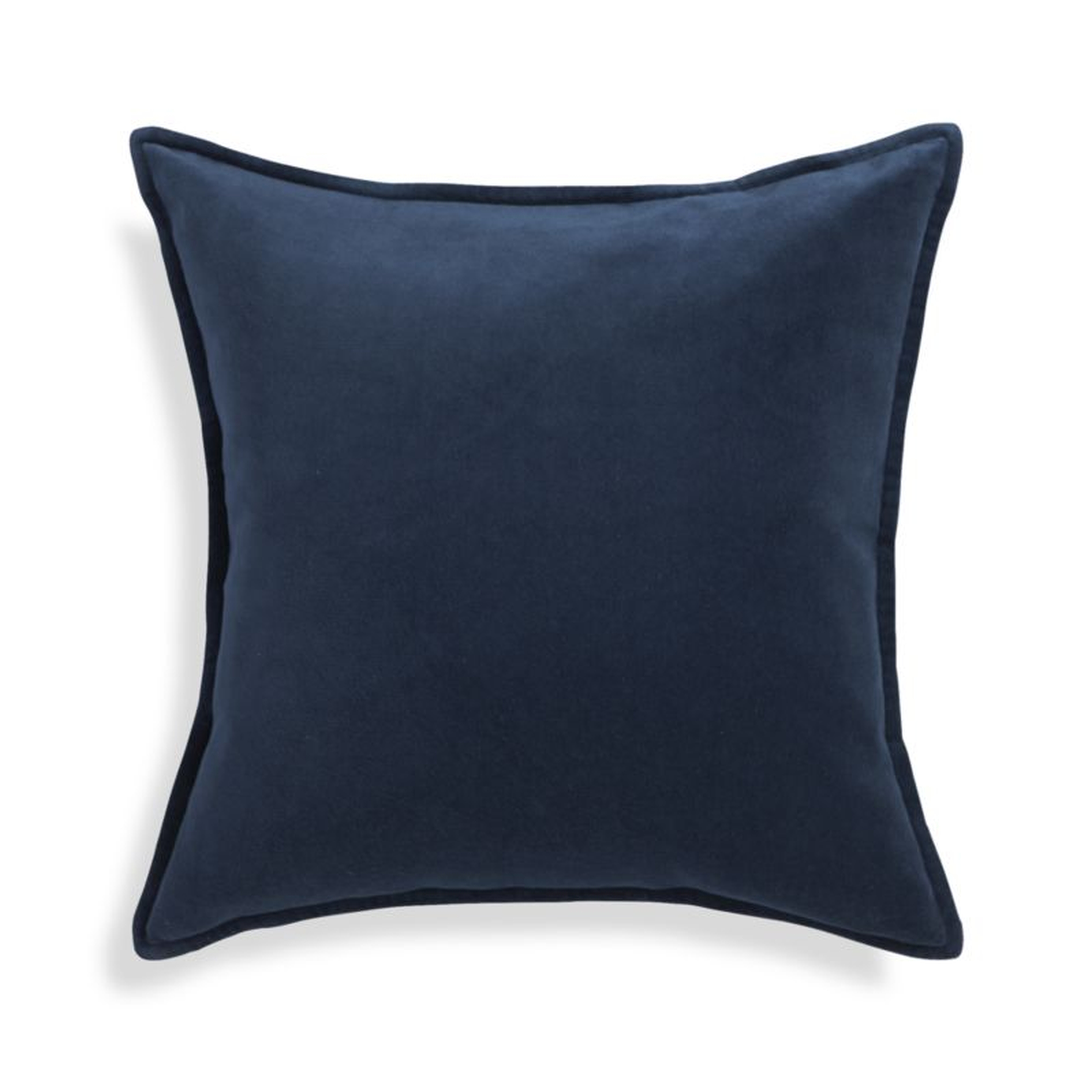 Brenner Indigo Blue 20" Velvet Pillow with Down-Alternative Insert. - Crate and Barrel