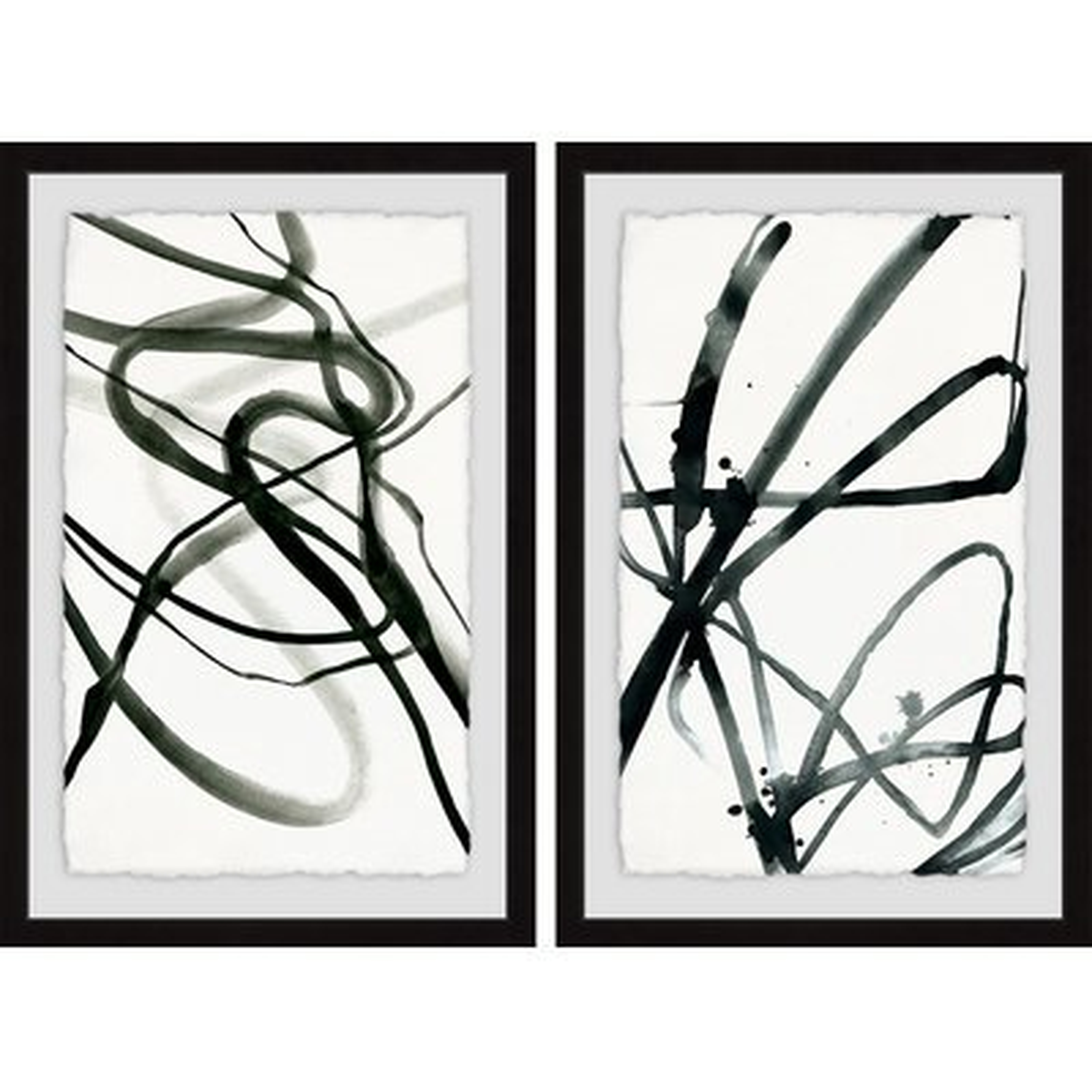'Toxic Lines Diptych' by Julia Posokhova 2 Piece Framed Print Set in Black/White - Wayfair