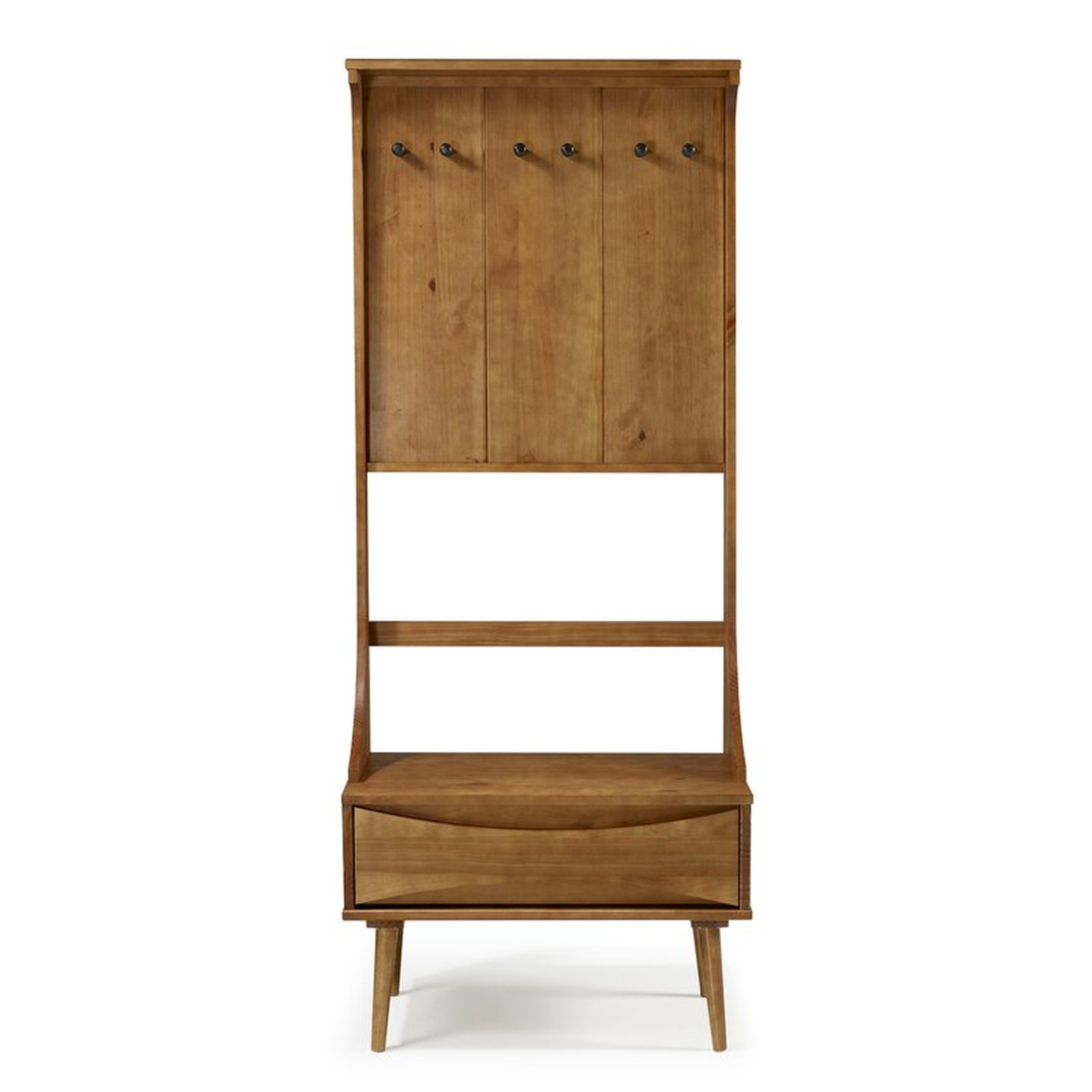 Malena Pine Solid Wood Hall Tree with Bench and Shoe Storage - AllModern