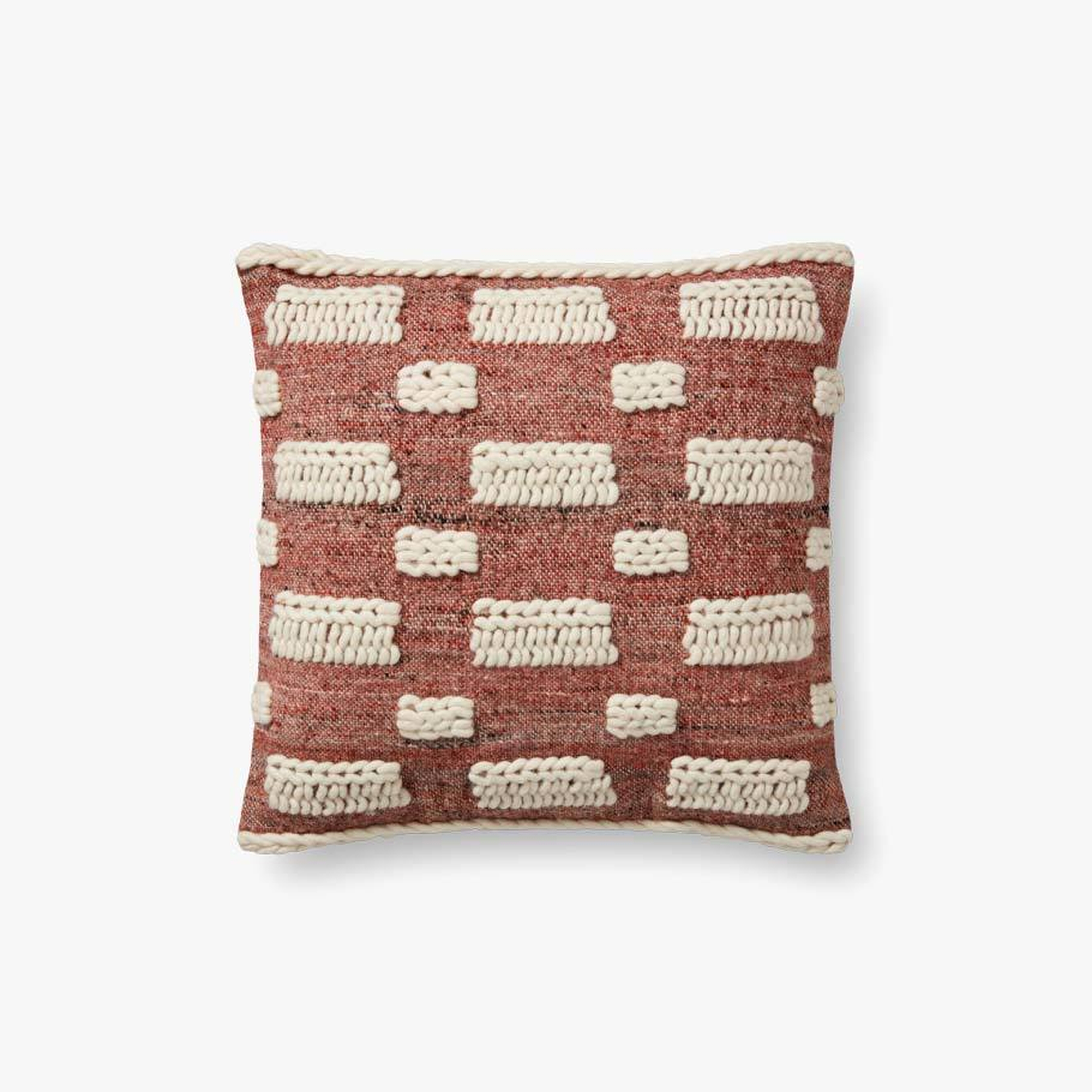 Woven Checkered Throw Pillow, Rust & Ivory, 18" x 18" - ED Ellen DeGeneres Crafted by Loloi Rugs