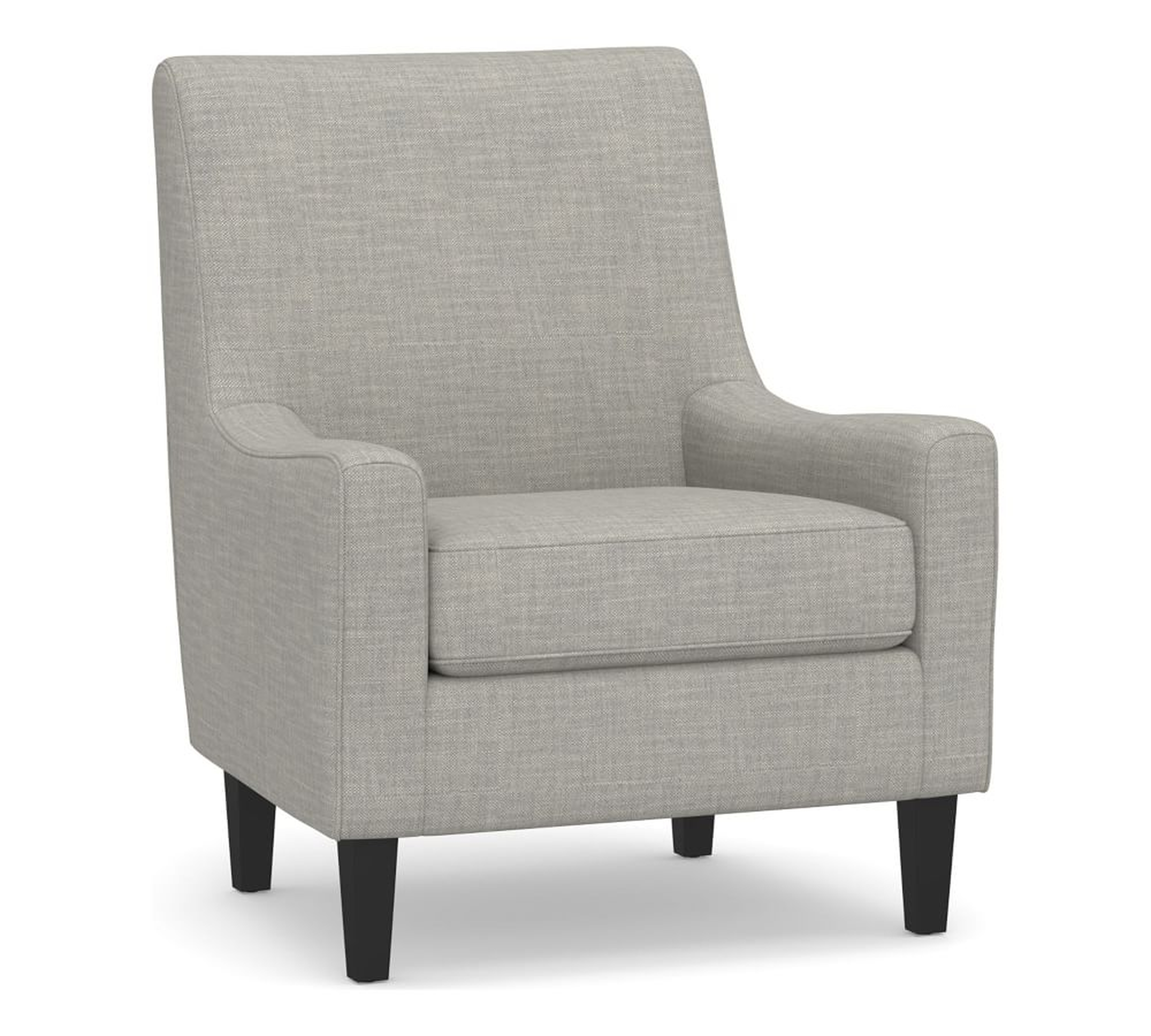 SoMa Isaac Upholstered Armchair, Polyester Wrapped Cushions, Premium Performance Basketweave Light Gray - Pottery Barn