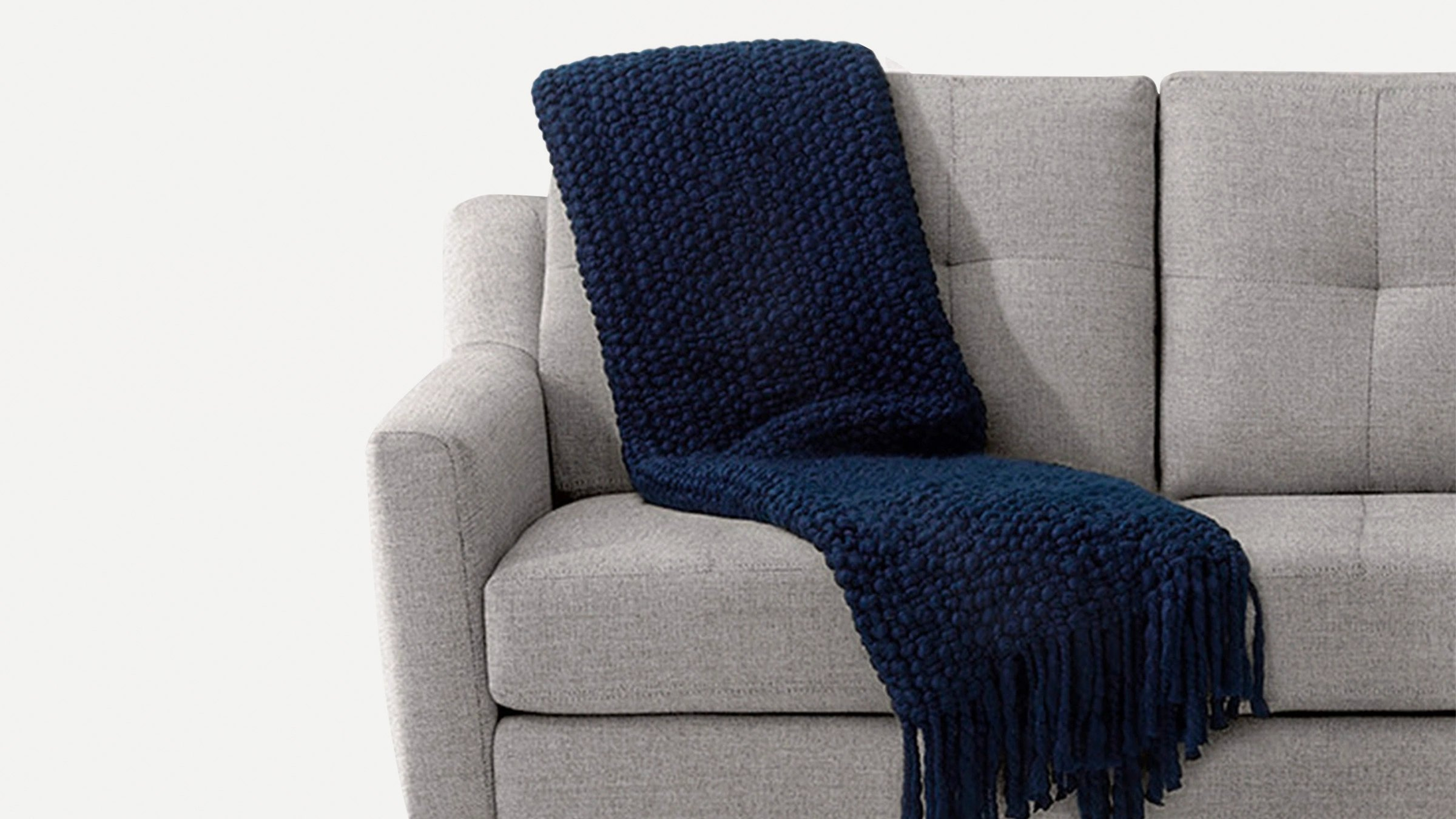 The Navy Essential Hand-Woven Throw Blanket Blanket in Mixed - Burrow
