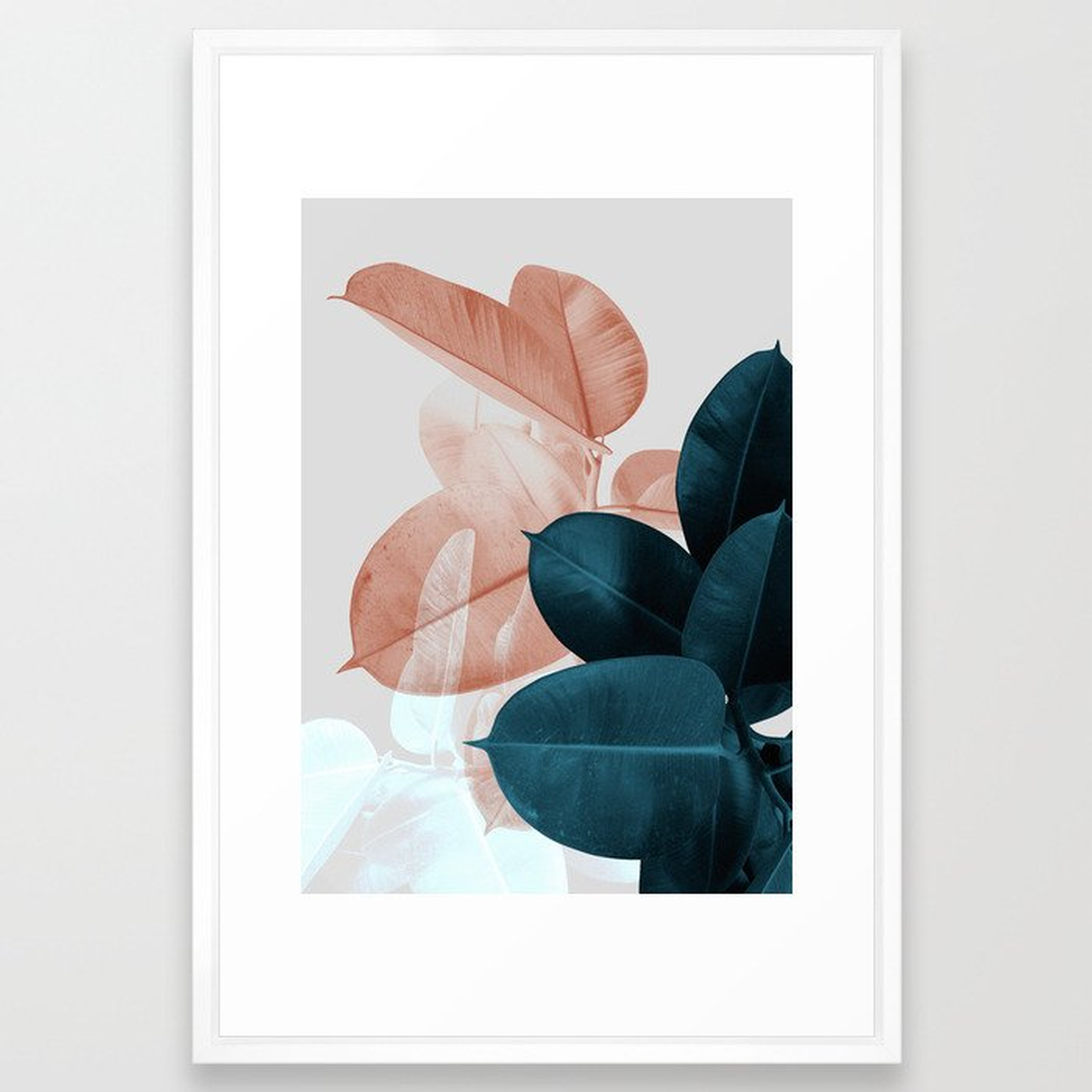 Blush & Blue Leaves Framed Art Print by Printsproject - Society6