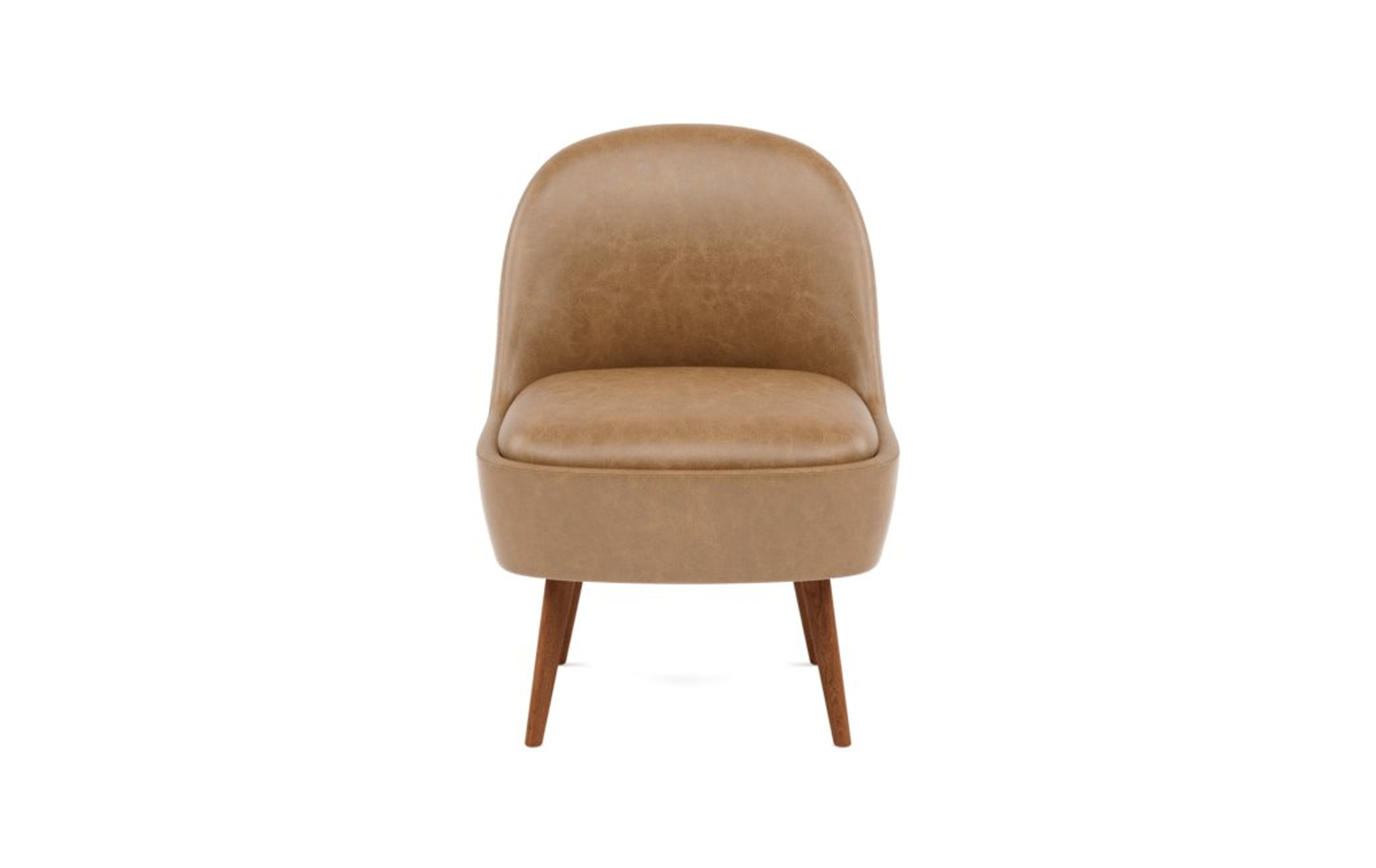 MADELINE Leather Slipper Chair - Palomino Pigment-Dyed Leather - Oiled Walnut Tall Wood Tapered - Interior Define