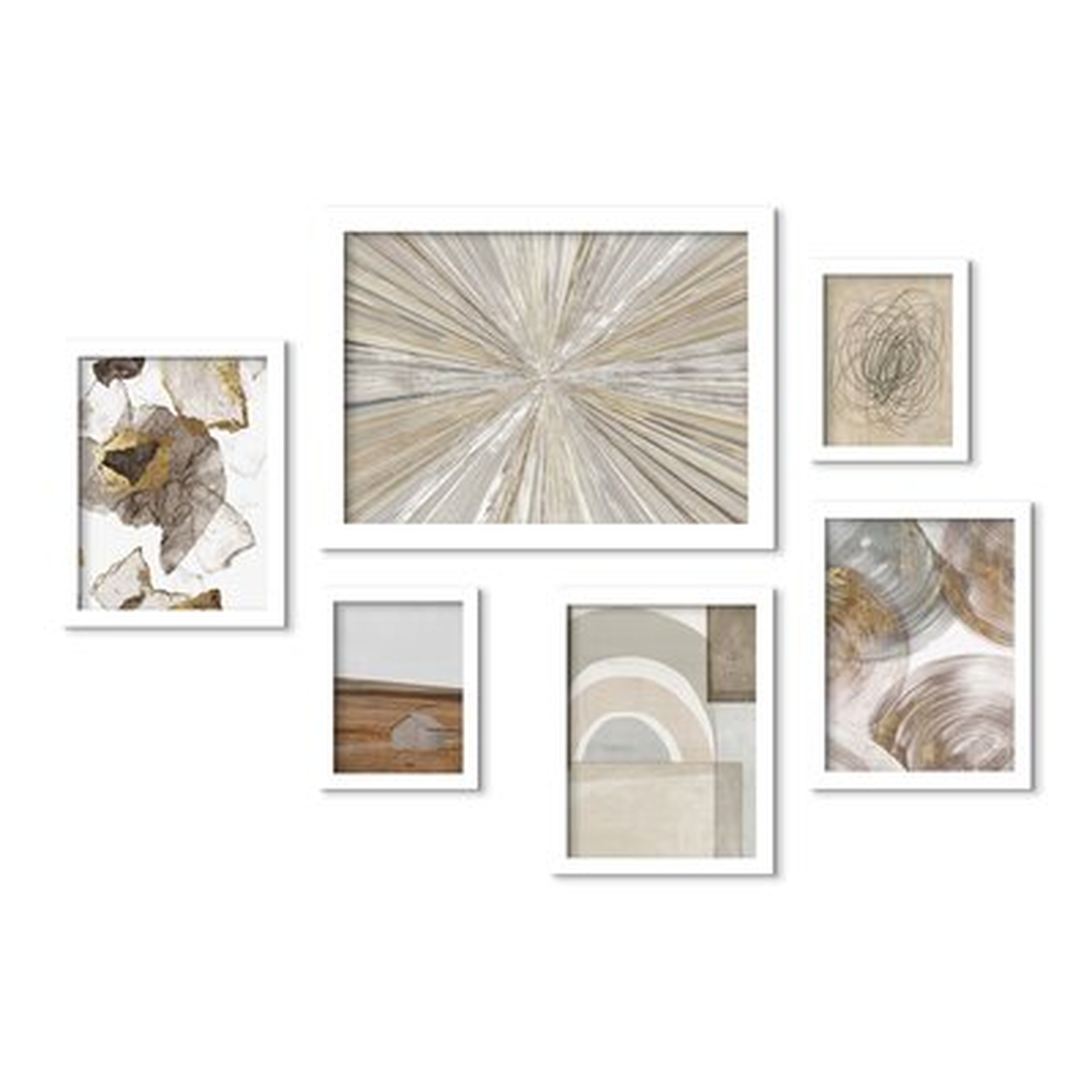 Abstract Shimmering Light Color Blocks - 6 Piece Picture Frame Print Set - Wayfair