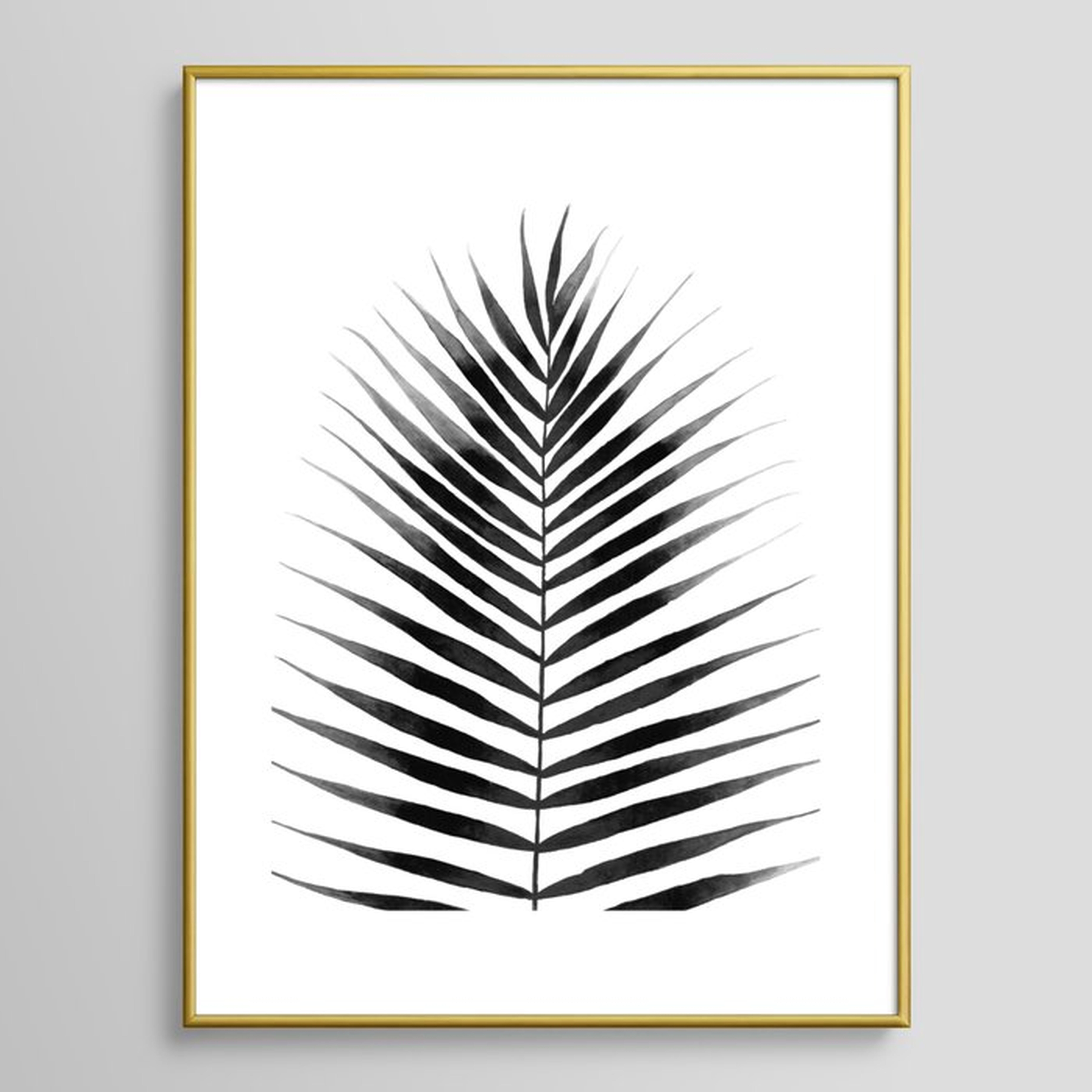 Palm Leaf Watercolor | Black and White Framed Art Print - Society6