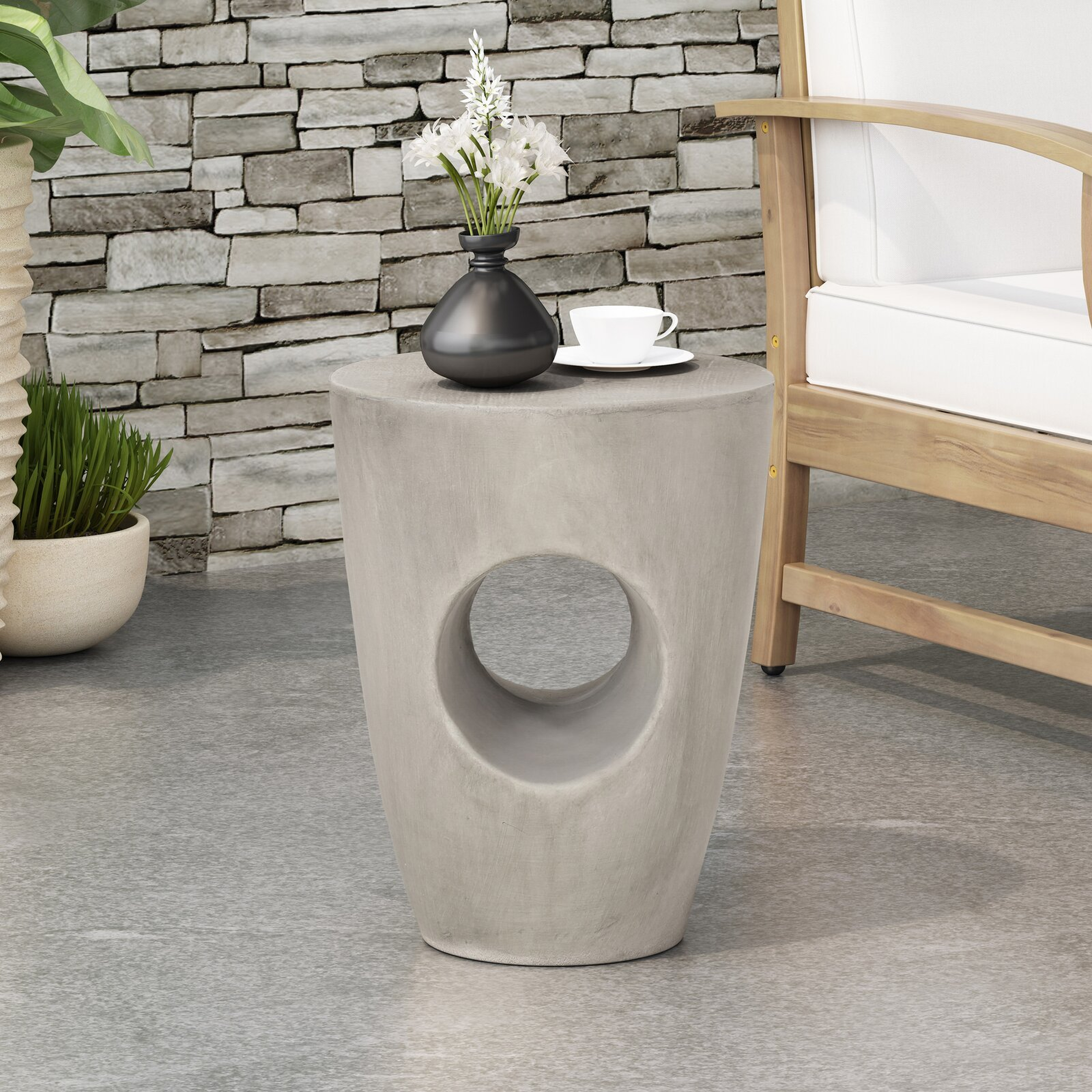 Belmin Stone/Concrete Side Table - Wayfair