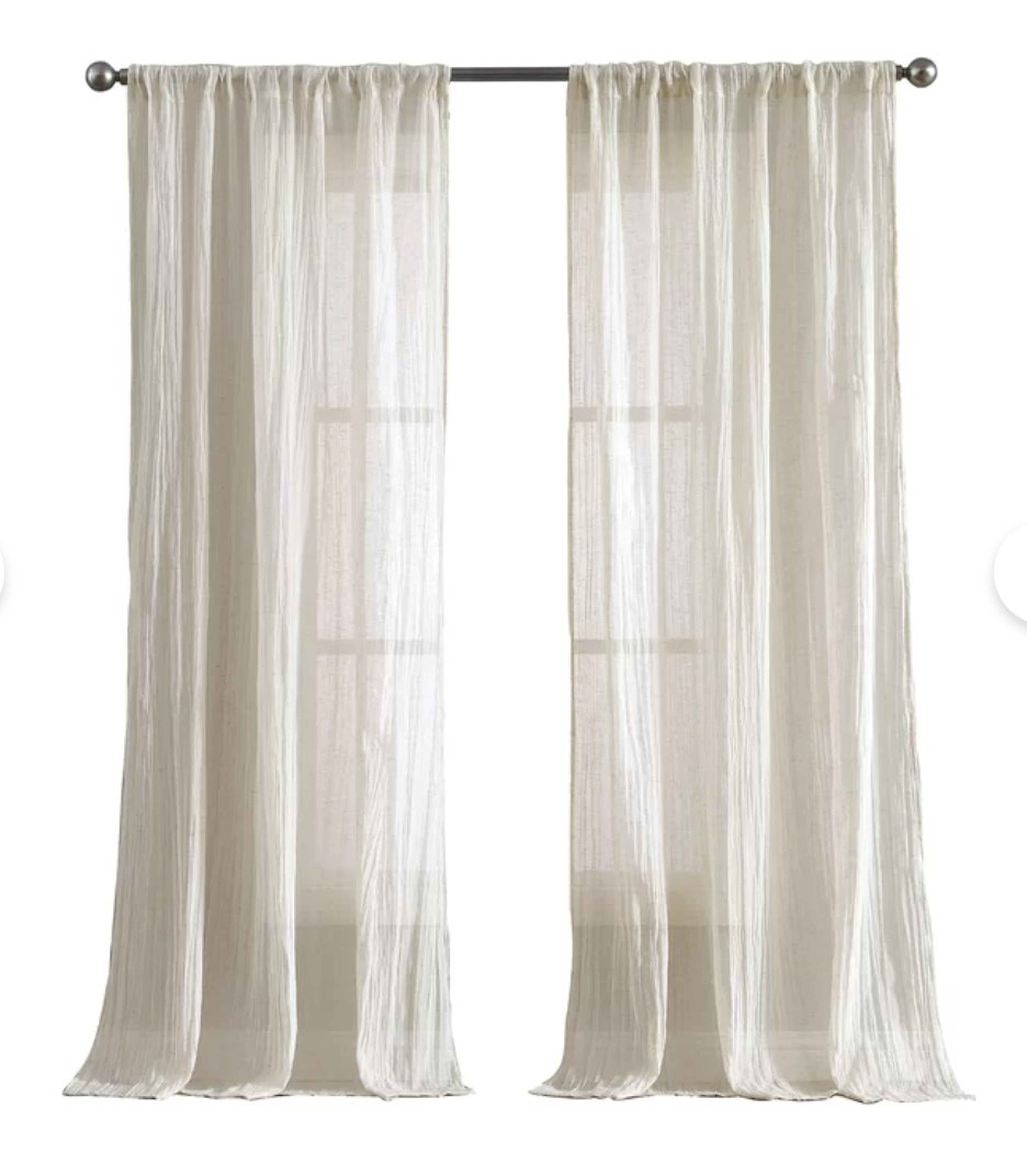 French Connection Charter Crushed Window Solid Semi-Sheer Curtain Panels (Set of 2) - Wayfair