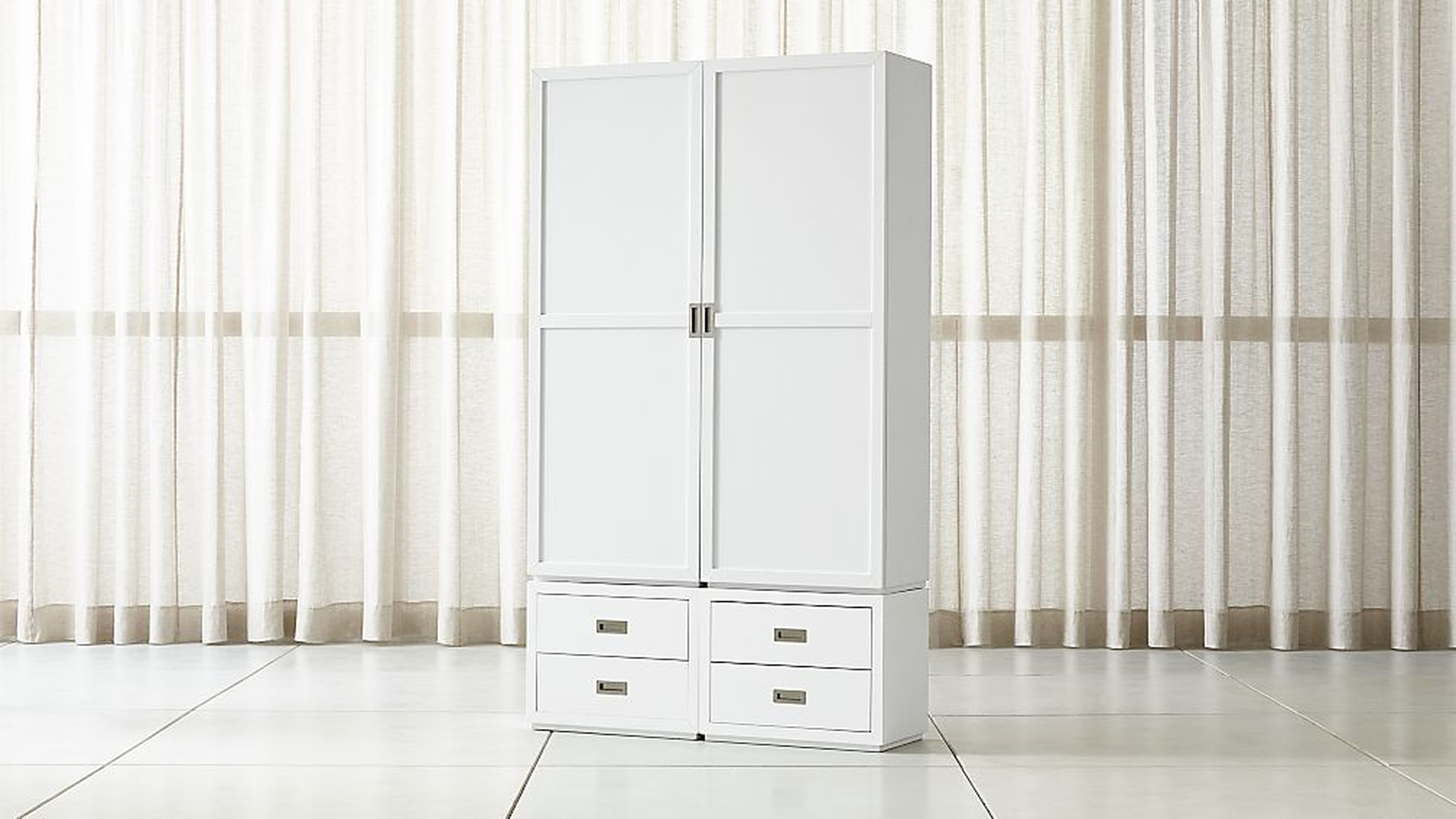 Aspect White 4-Piece Wood Door Storage Unit with Drawers - CB2