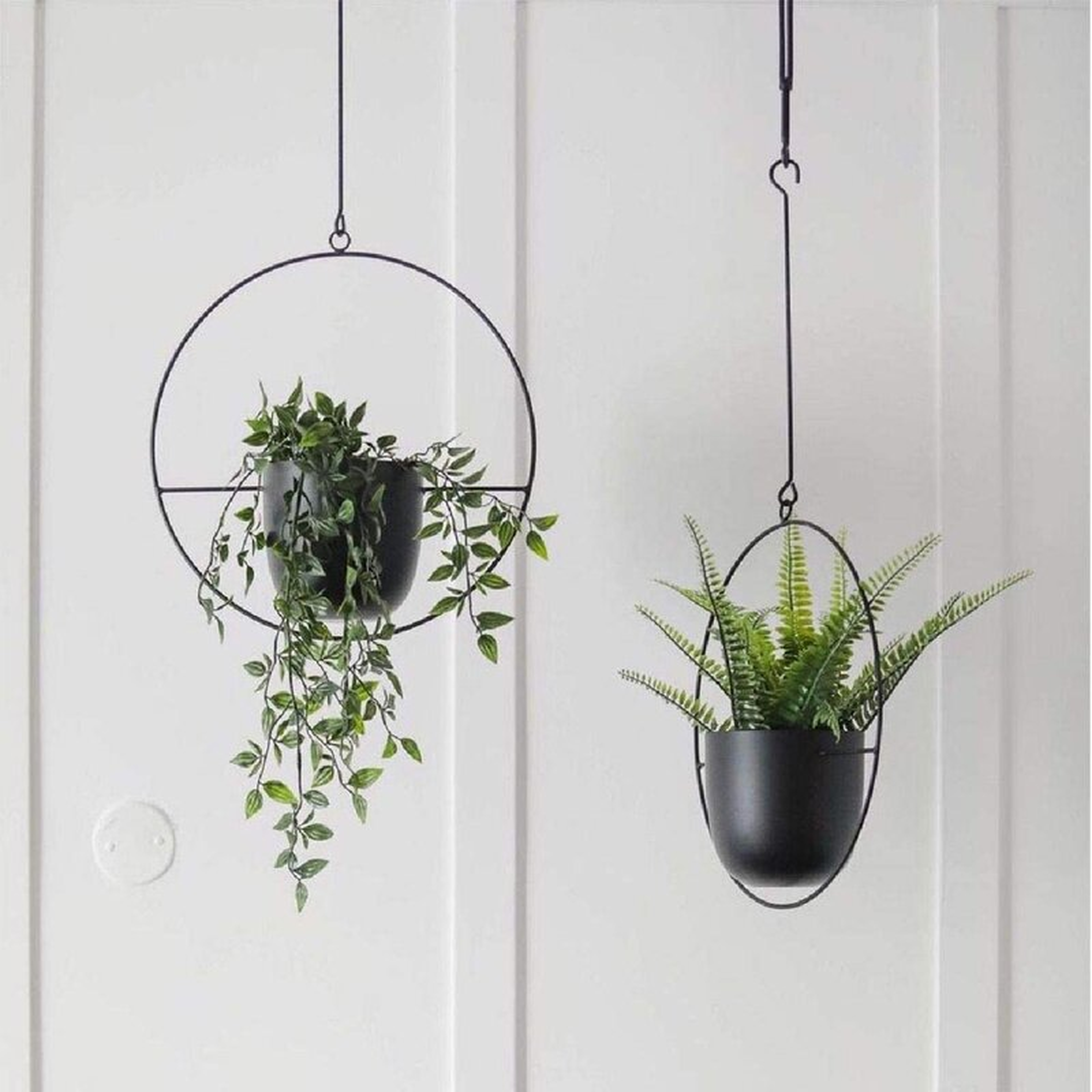 2 Pcs Hanging Planters For Indoor And Outdoor Plants With Hooks And Chains Metal Modern Wall And Ceiling Planter Minimalist Flower Pot Hold Planters Hanger For Home Decor - Wayfair