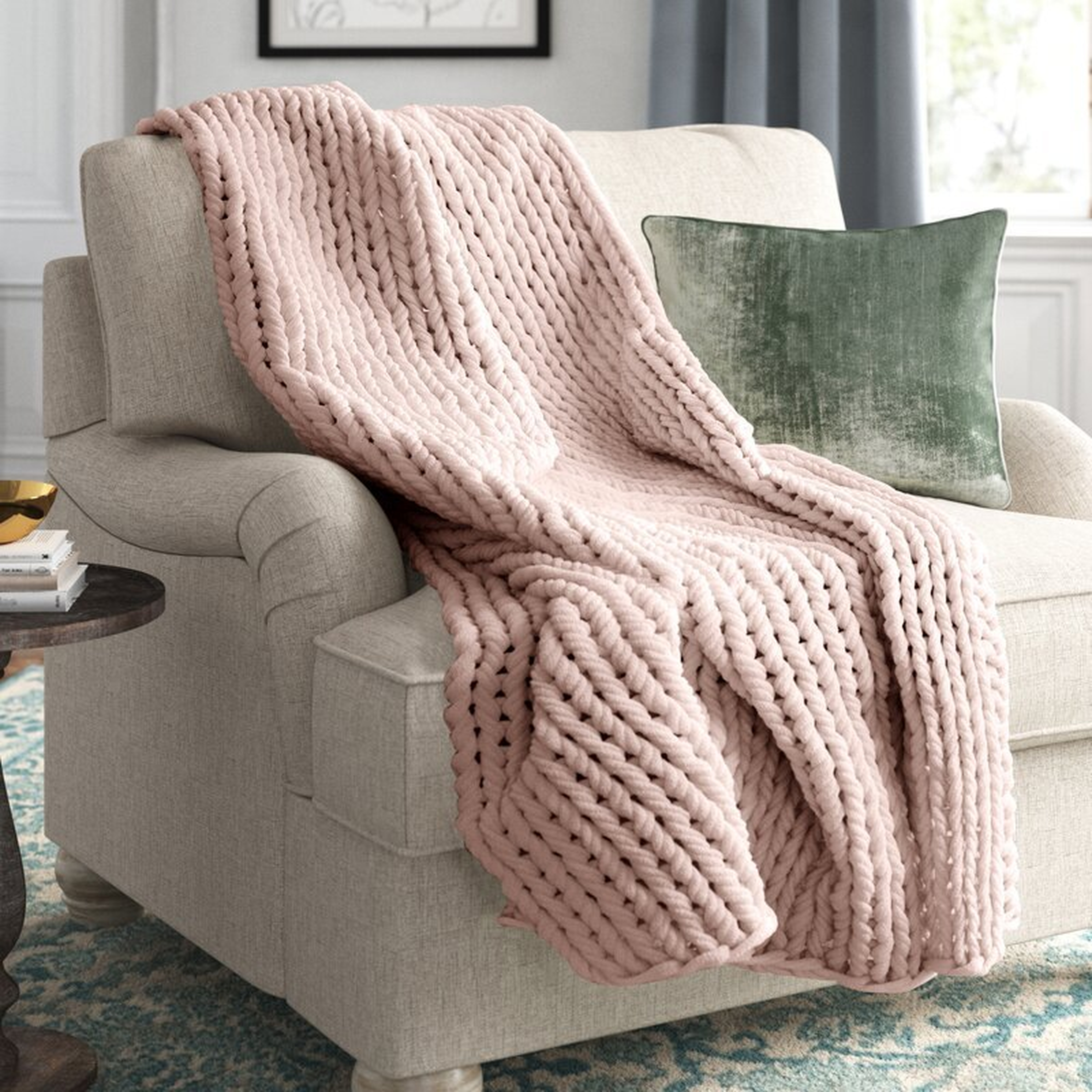 Marvelyn Double Knit Throw Blush - Wayfair