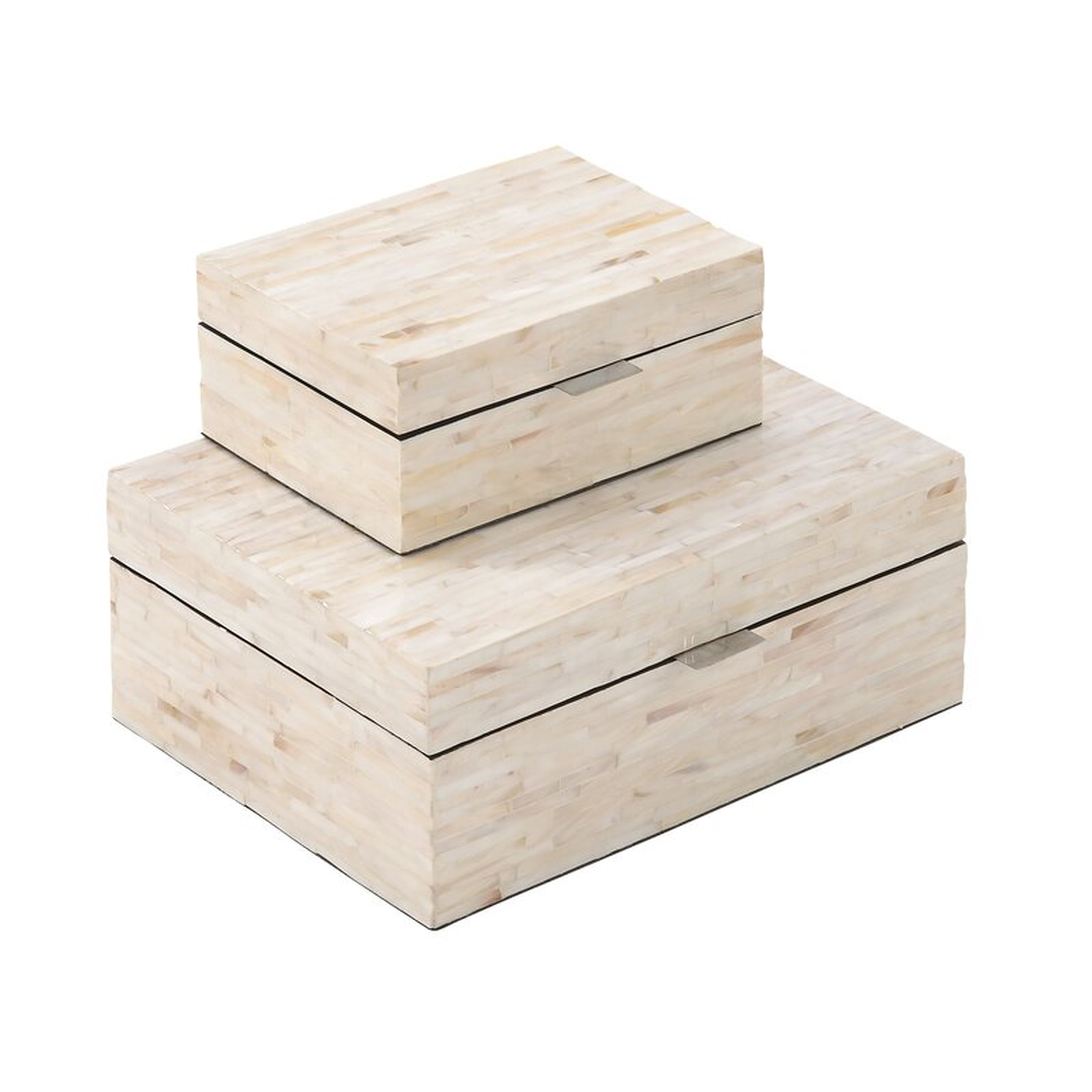 Keifer 2 Piece Mother of Pearl Handmade Box with Hinged Lid Set, 12", 8"W - Wayfair