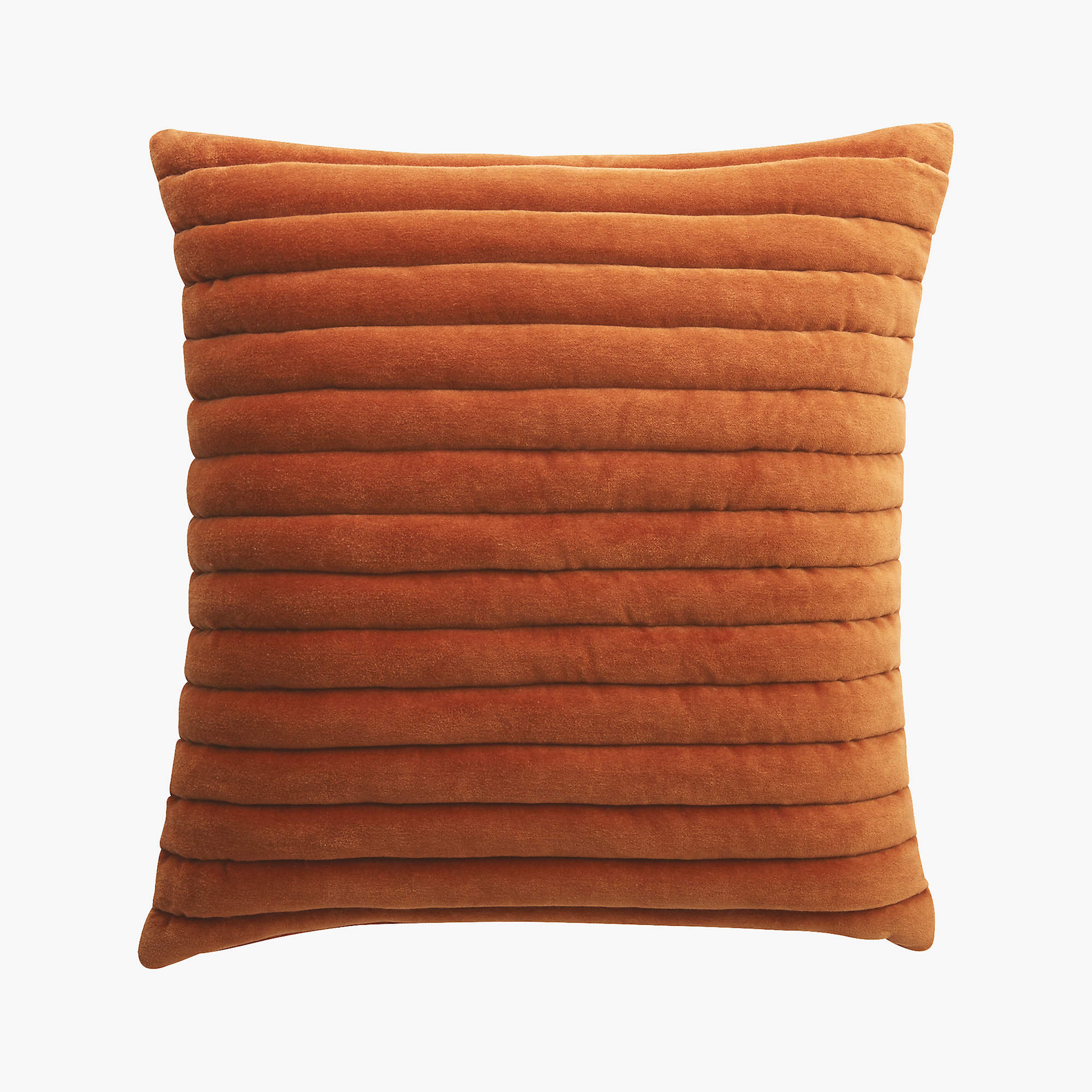 Channeled Velvet Pillow, Down-Alternative Insert, Copper, 18" x 18" - CB2