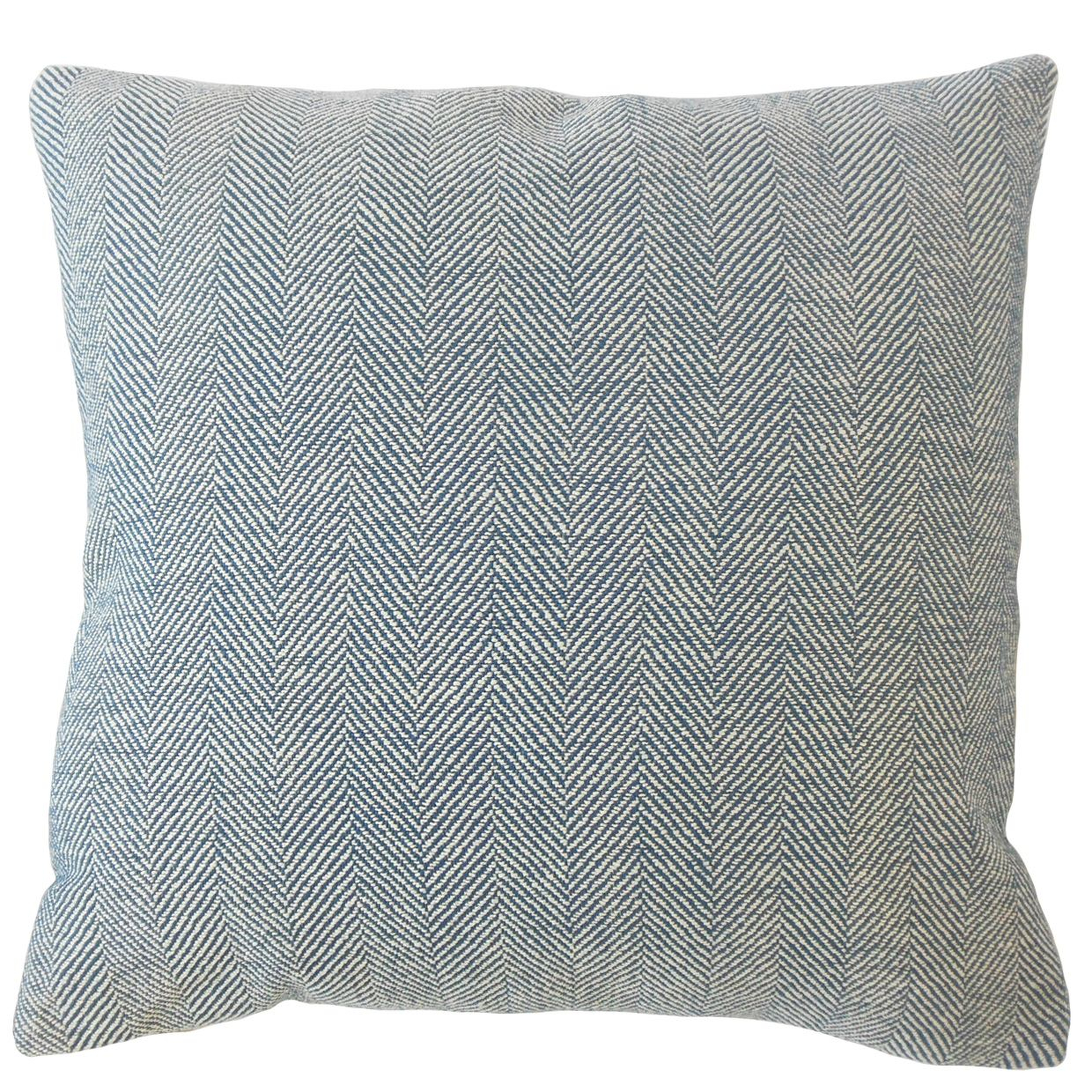 Linen Herringbone Pillow, Pacific, 22" x 22" - Havenly Essentials