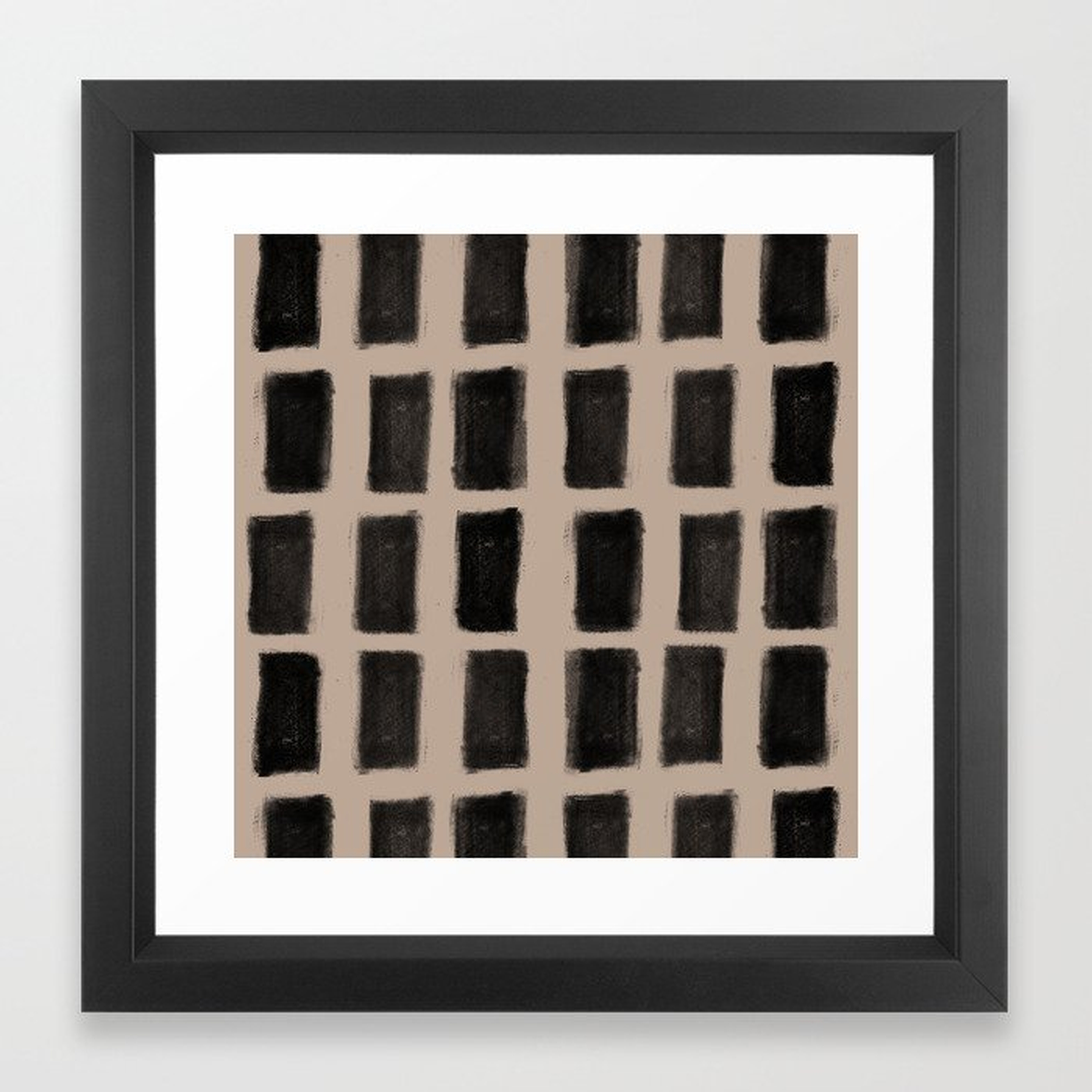 Brush Strokes Vertical Lines Black on Nude Framed Art Print - Society6