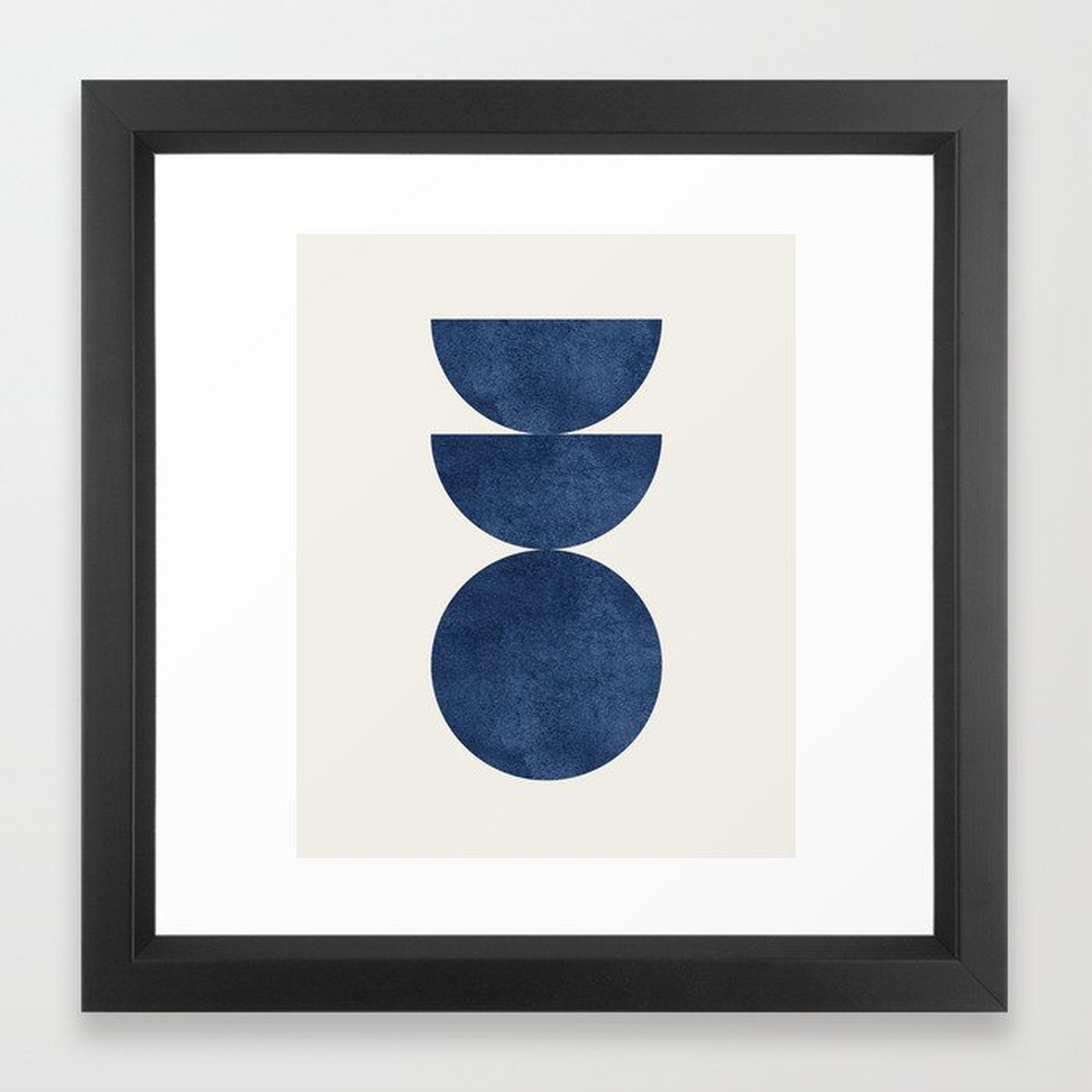 Woodblock navy blue Mid century modern Framed Art Print - Society6