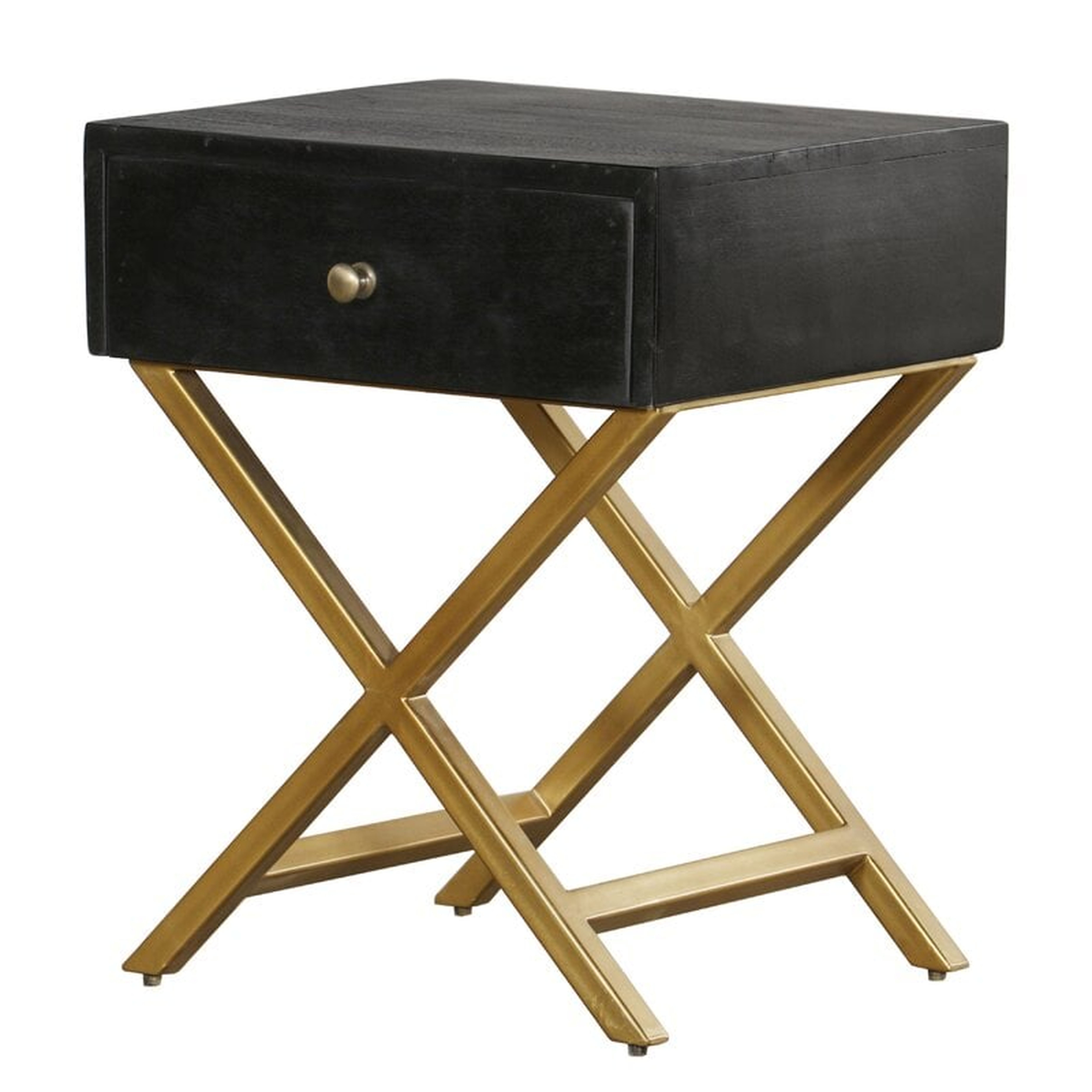 Black & Brass Side Table With Drawer - Wayfair