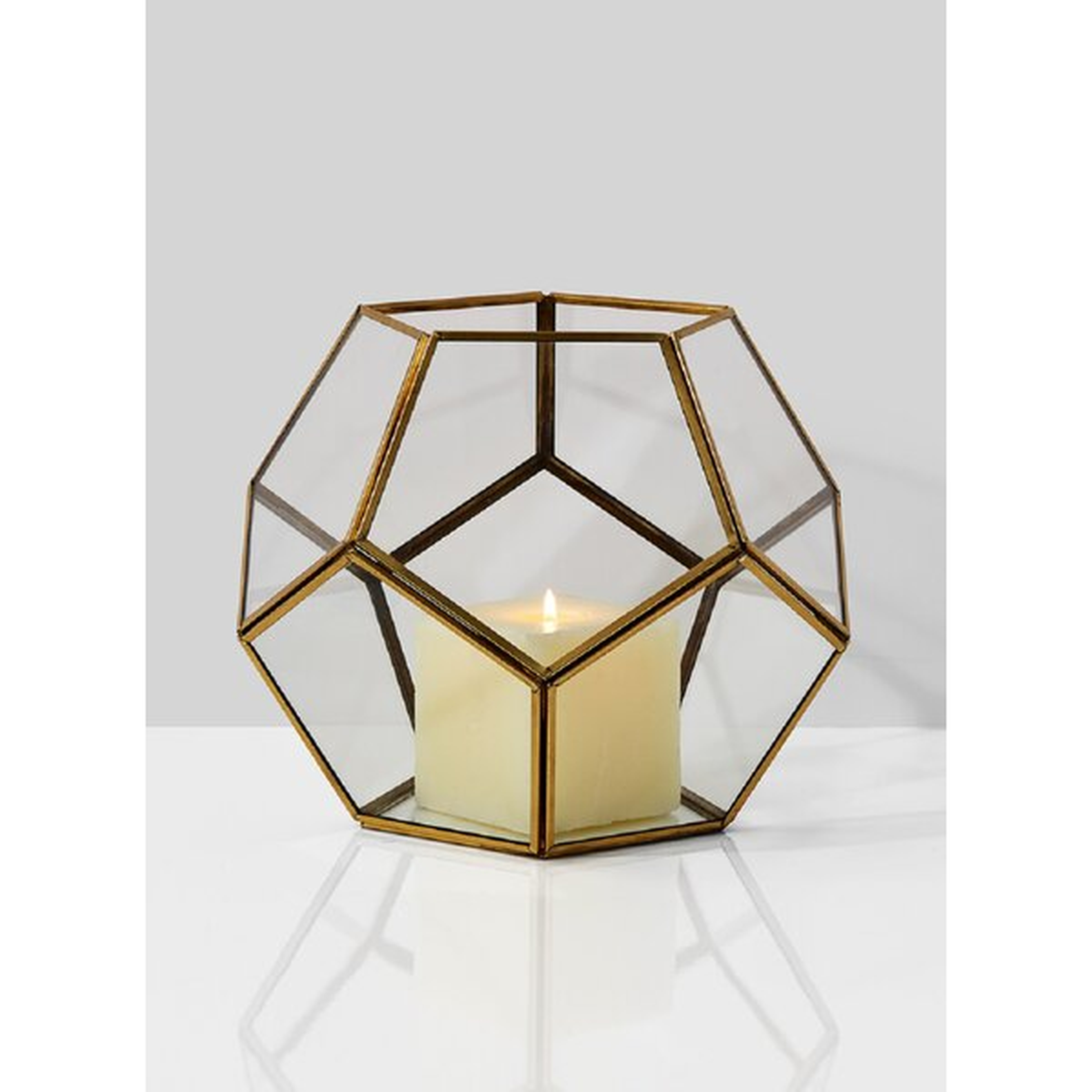 Honeycomb Glass and Metal Lantern - Wayfair