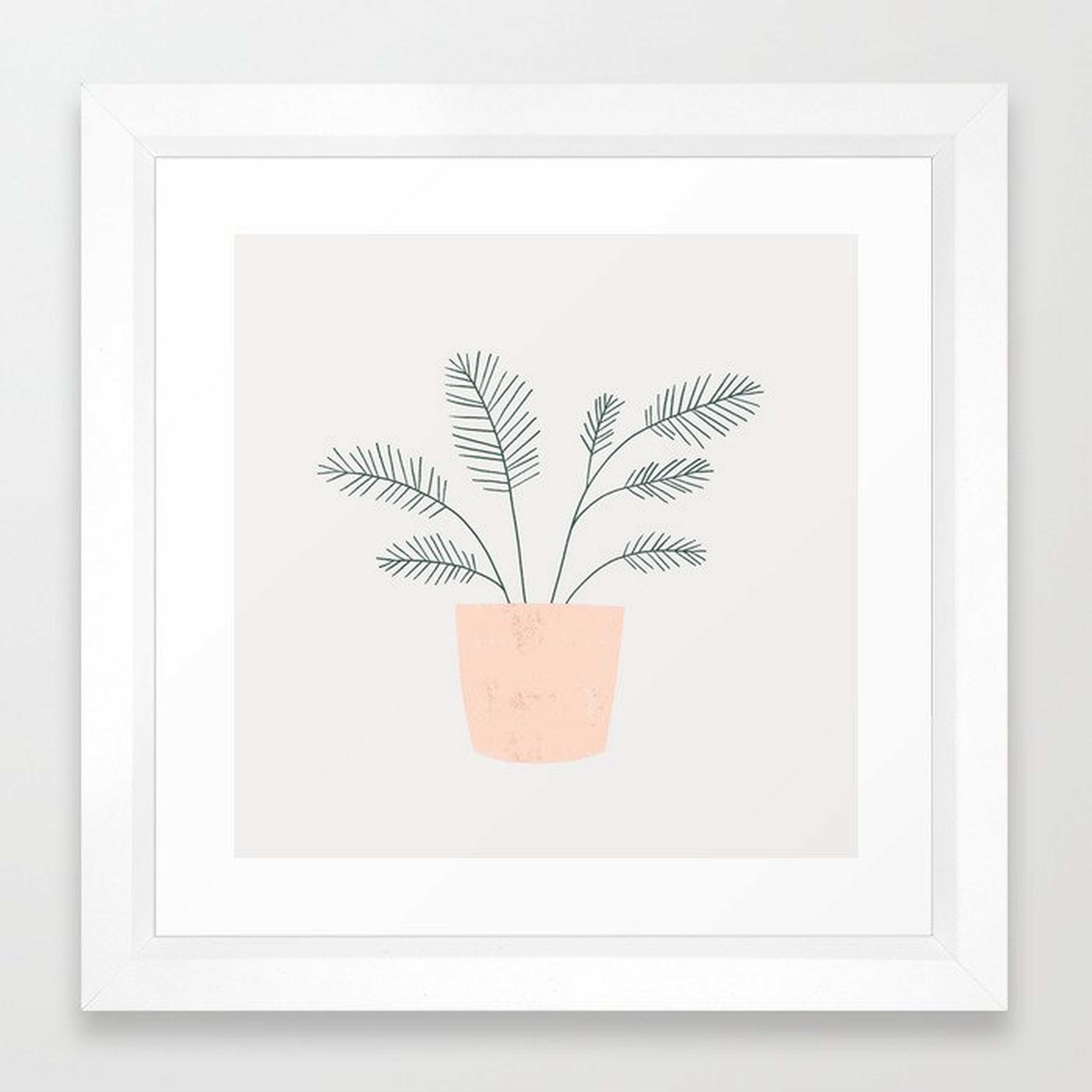 little fern  - 12" sq. - vector white - Society6