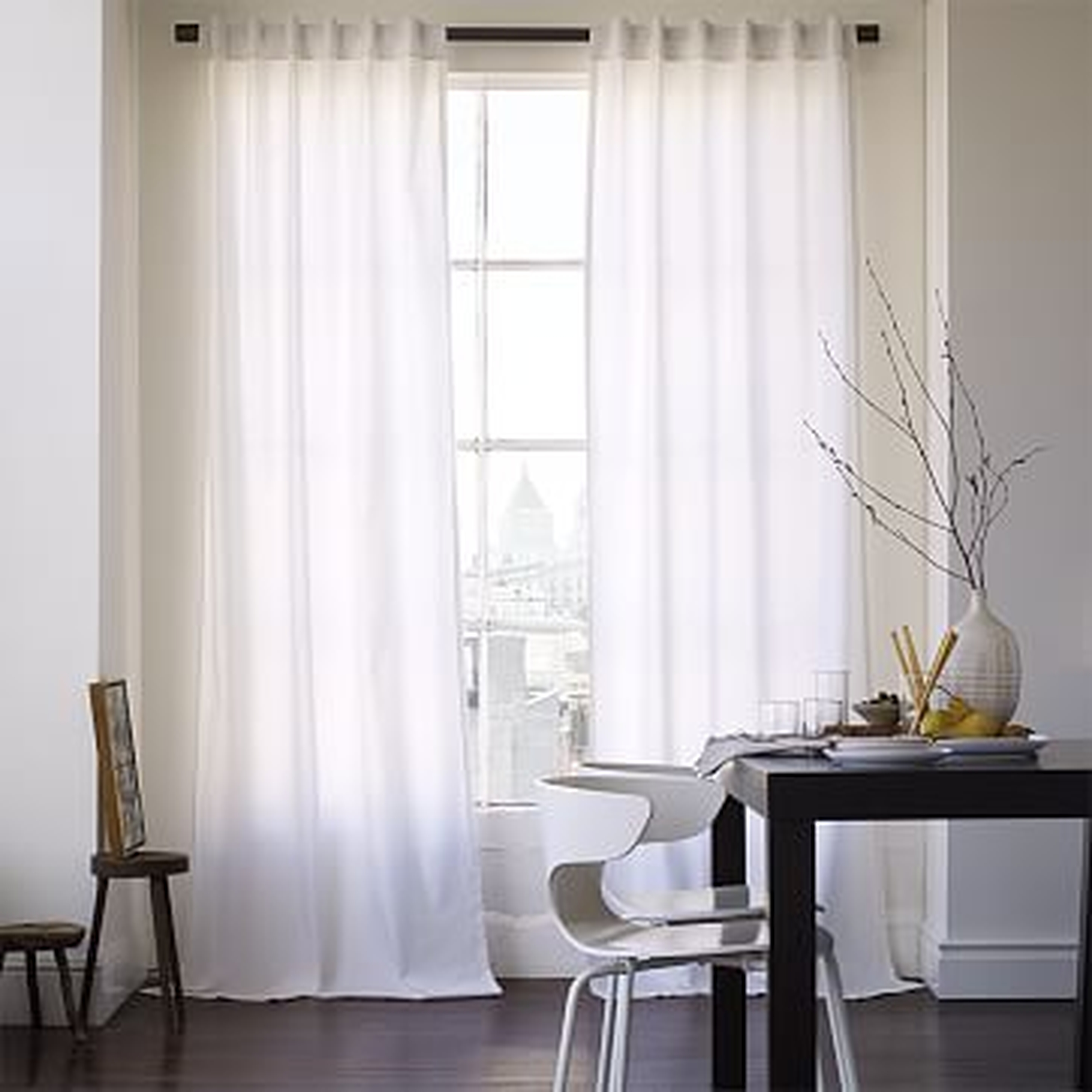 Cotton Canvas Pole Pocket Curtain, 48"x96", White, Unlined, Set of 2 - West Elm