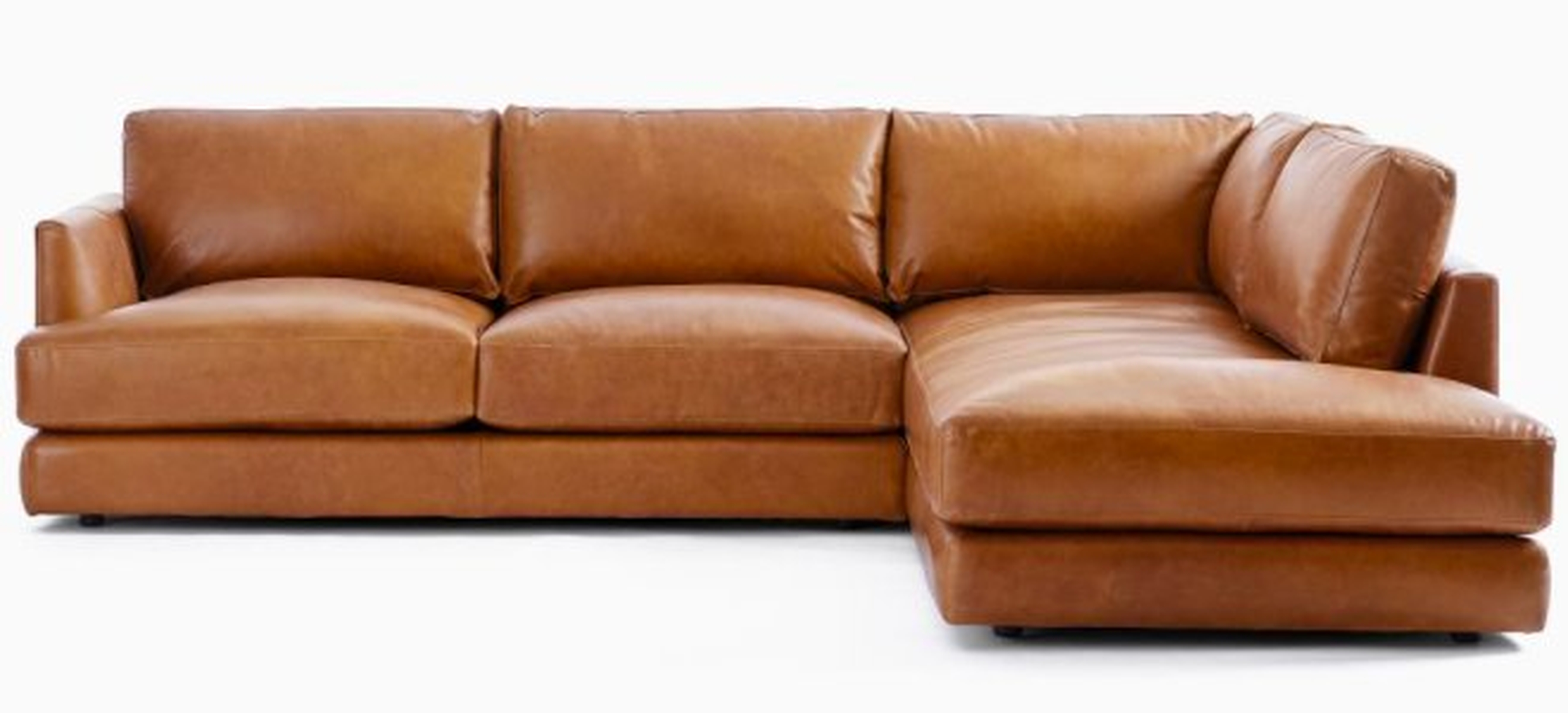 Haven Leather 2-Piece Bumperl Chaise Sectional (RIGHT SIDE CHAISE) - West Elm