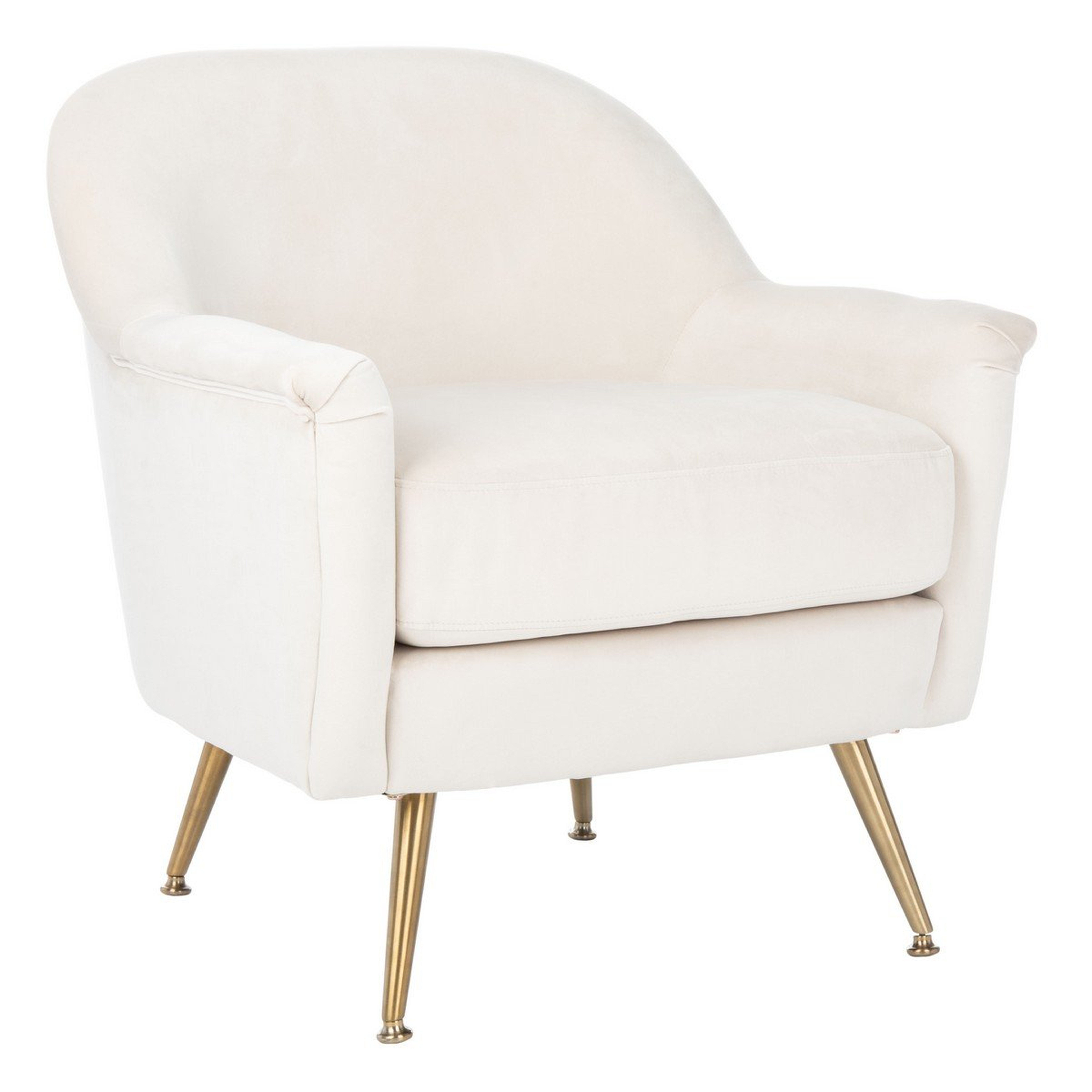 Brienne Mid Century Arm Chair / Ivory / Brass - Arlo Home