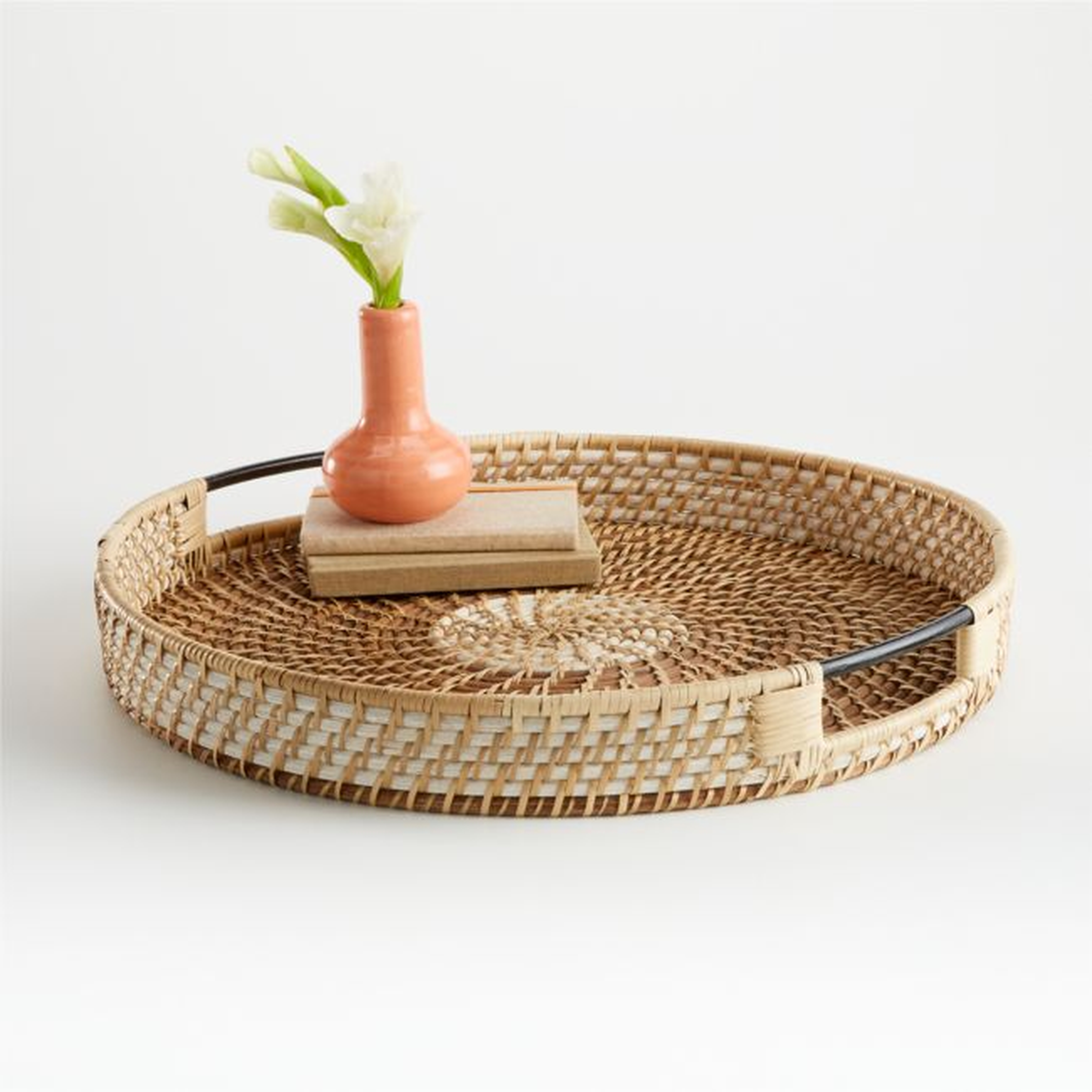 Meza Two Toned Rattan Tray - Crate and Barrel