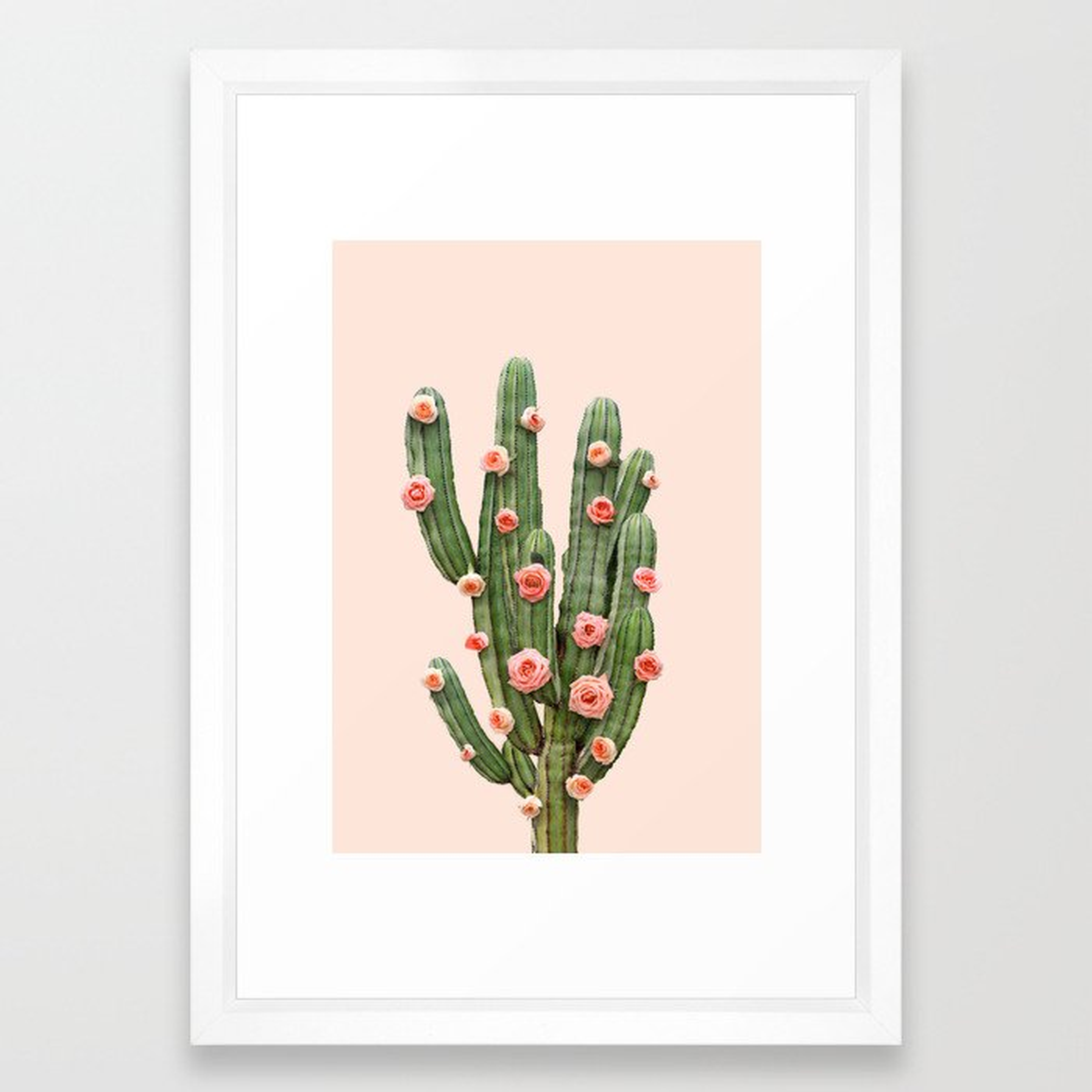 CACTUS AND ROSES Framed Art Print - Society6