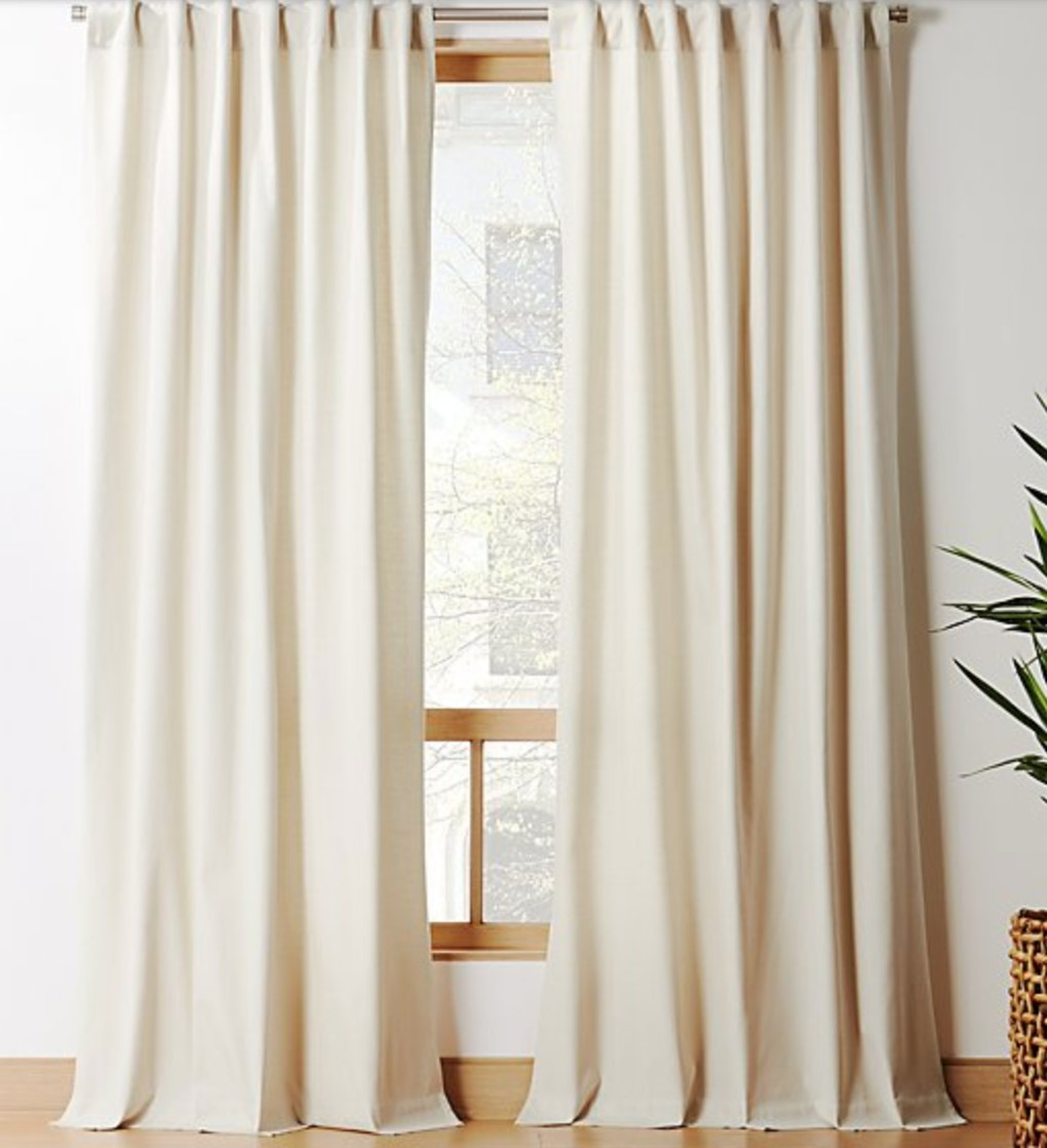 Natural Tan Cotton Basketweave Window Curtain Panel 48"x96" - CB2