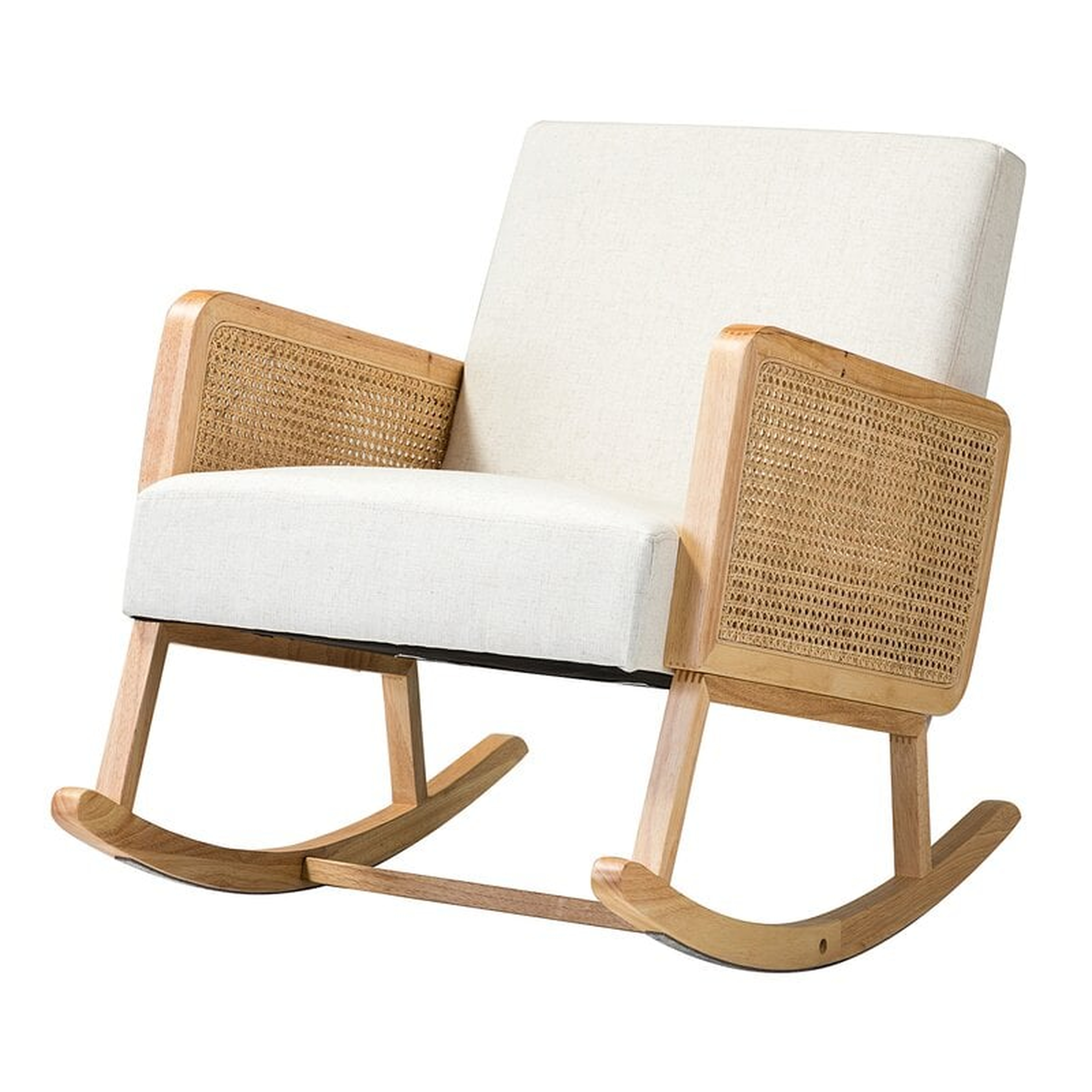 Routh Rocking Chair With Rattan Arms, Beige - Wayfair