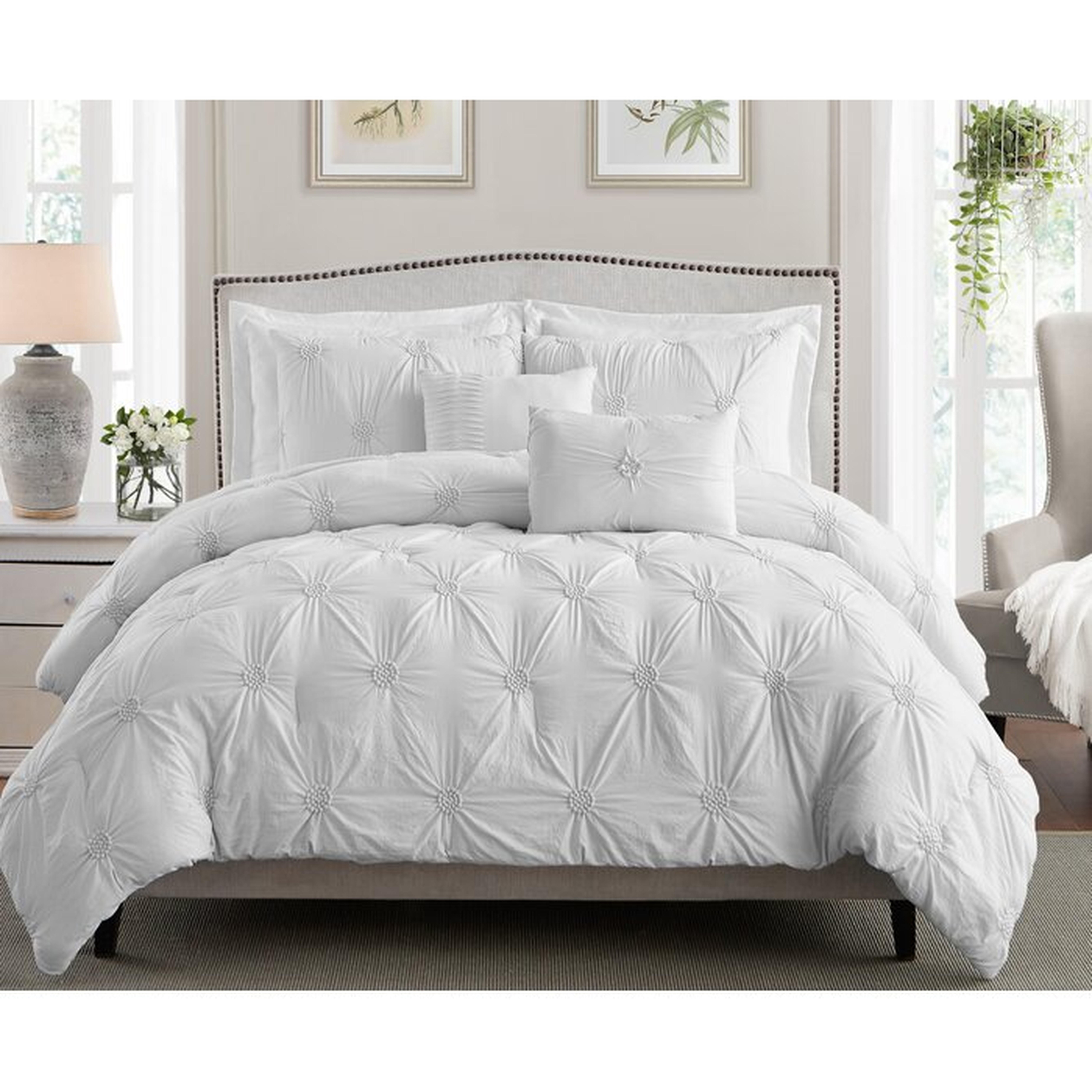 Gracie Floral Pintuck Comforter Set - Wayfair