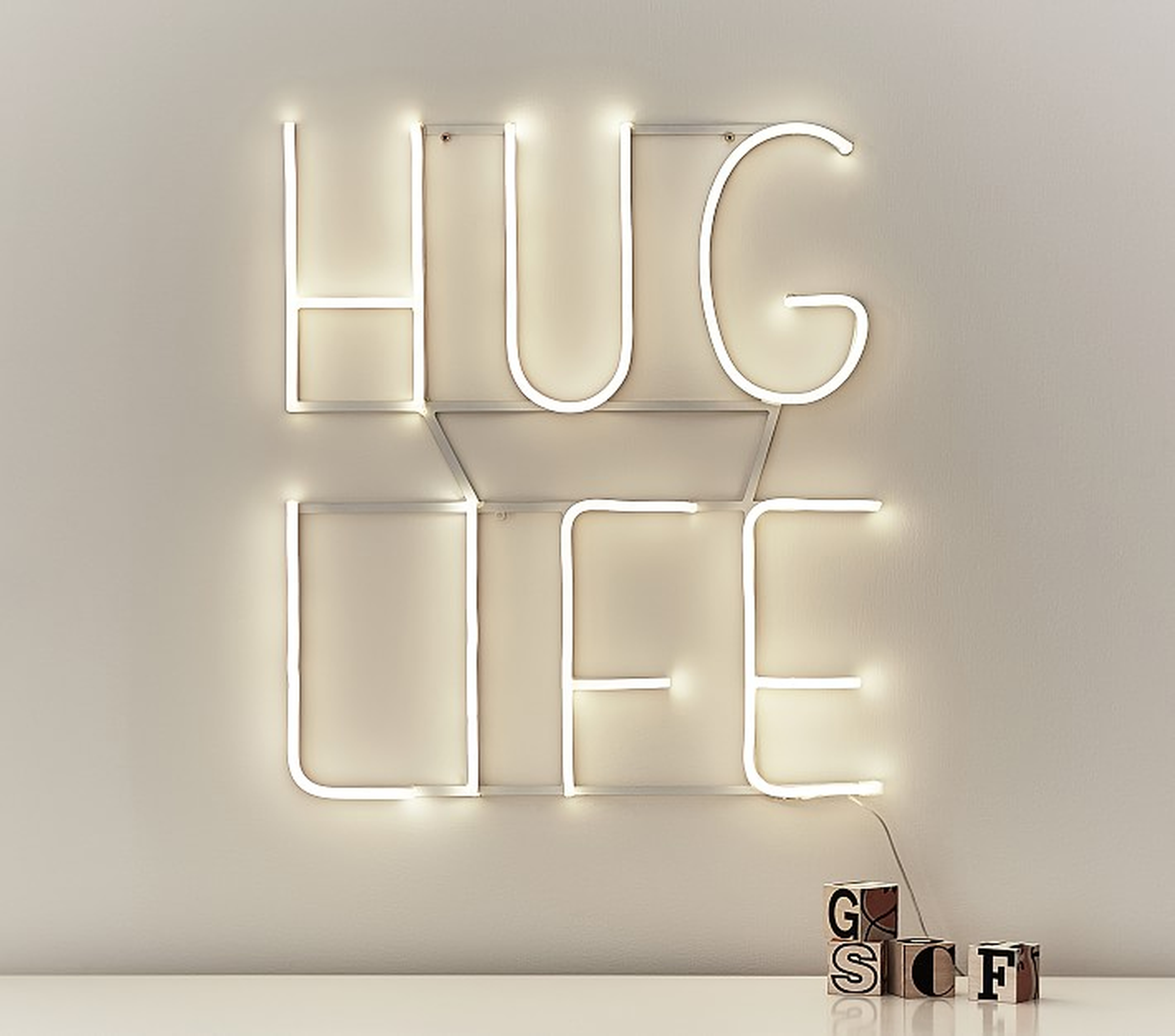 "Hug Life" LED Sentiment Wall Light - Pottery Barn Kids