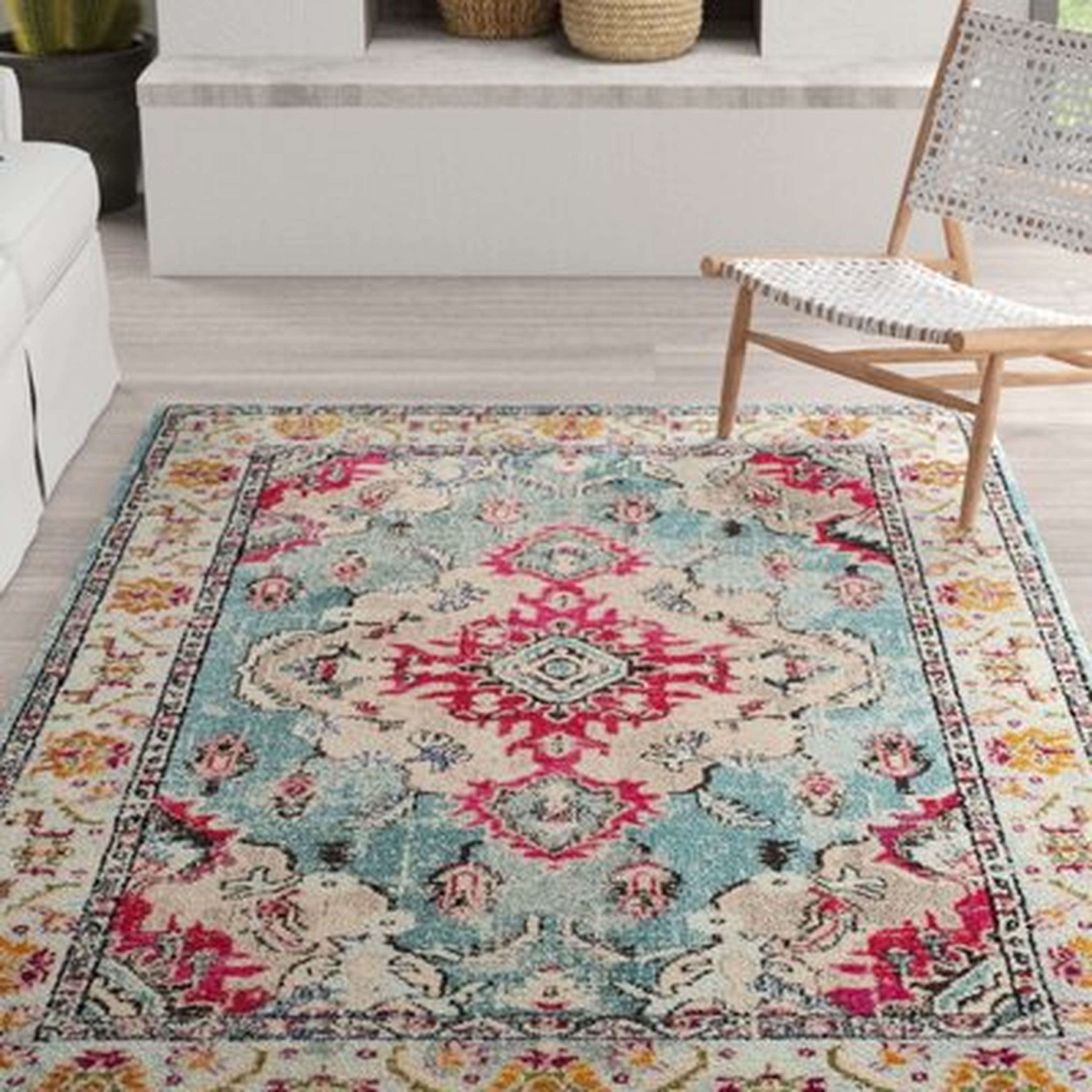 Lennert Oriental Light Blue/Fuchsia Area Rug - Wayfair